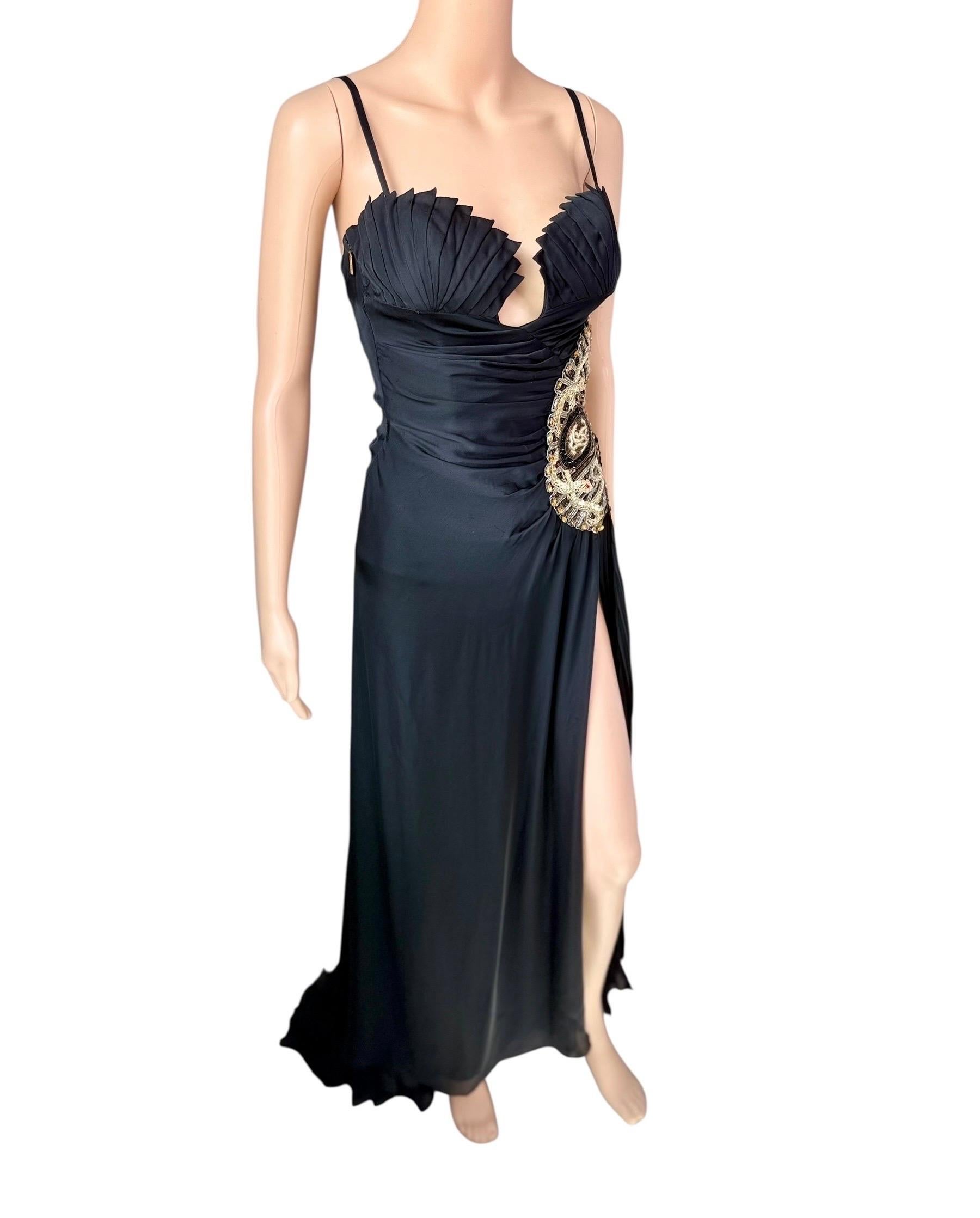 Roberto Cavalli F/W 2006 Laufsteg Bustier Verschönertes Fächer Hochgeschlitztes Abendkleid im Angebot 3