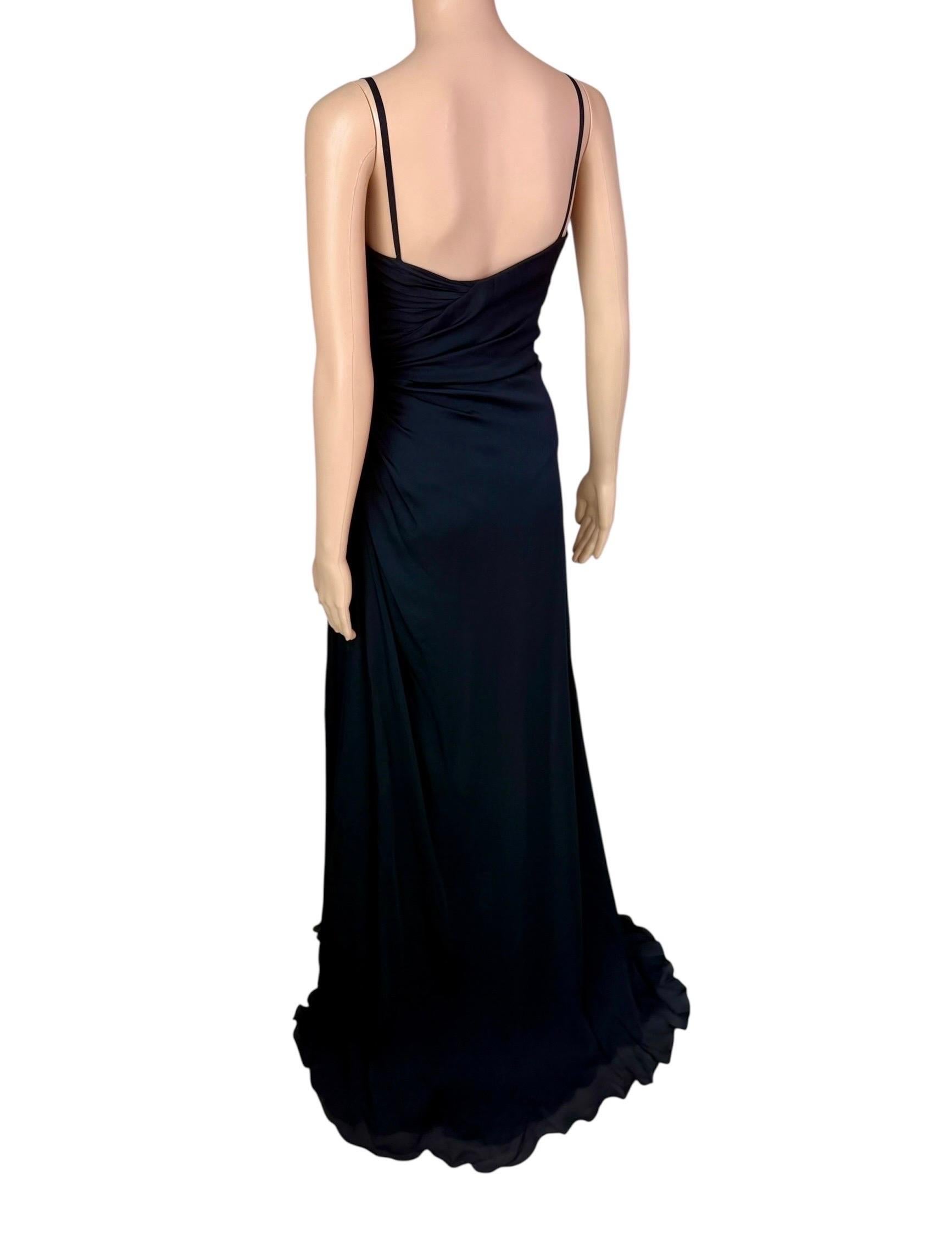 Roberto Cavalli F/W 2006 Laufsteg Bustier Verschönertes Fächer Hochgeschlitztes Abendkleid im Angebot 4