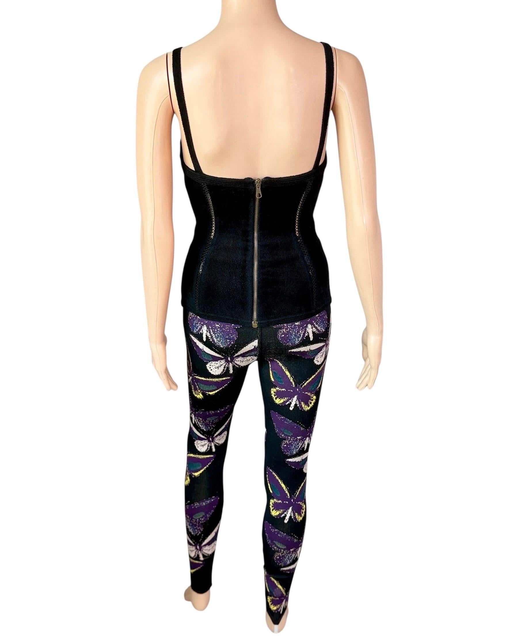 Azzedine Alaia F/W 1991 Ensemble 2 pièces Bustier Corset Top et Leggings Bon état - En vente à Naples, FL