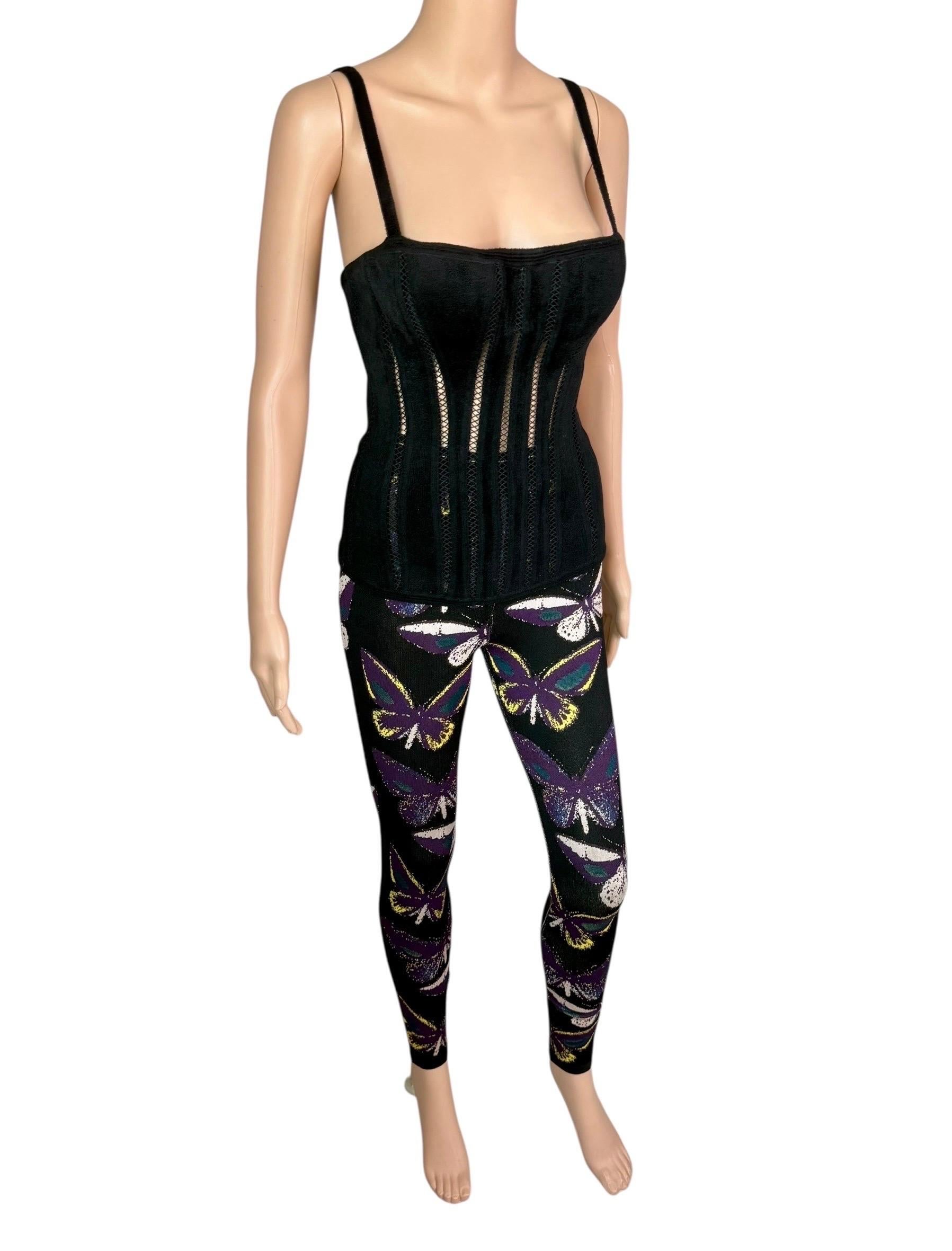 Azzedine Alaia F/W 1991 Ensemble 2 pièces Bustier Corset Top et Leggings en vente 1
