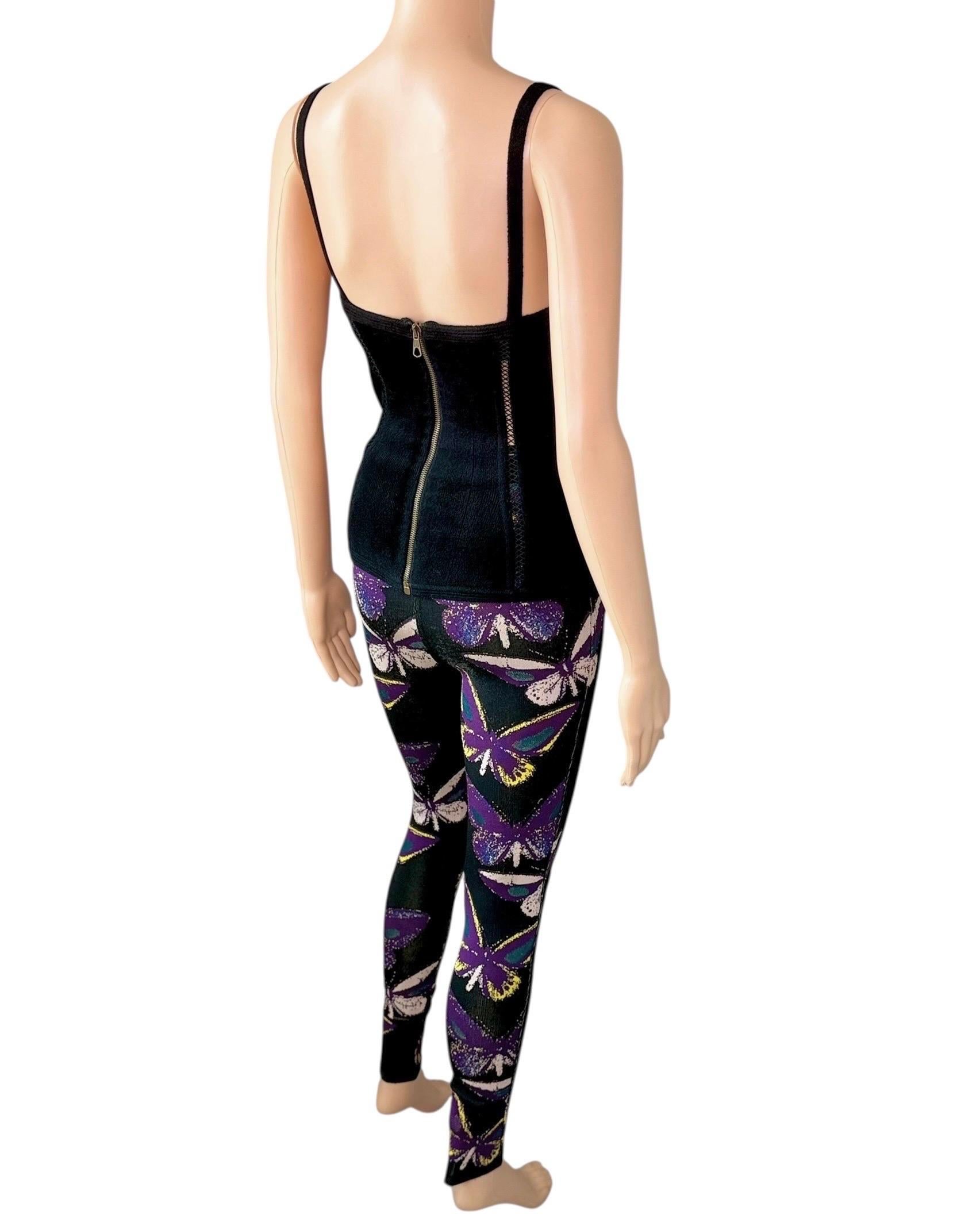Azzedine Alaia F/W 1991 Ensemble 2 pièces Bustier Corset Top et Leggings en vente 7