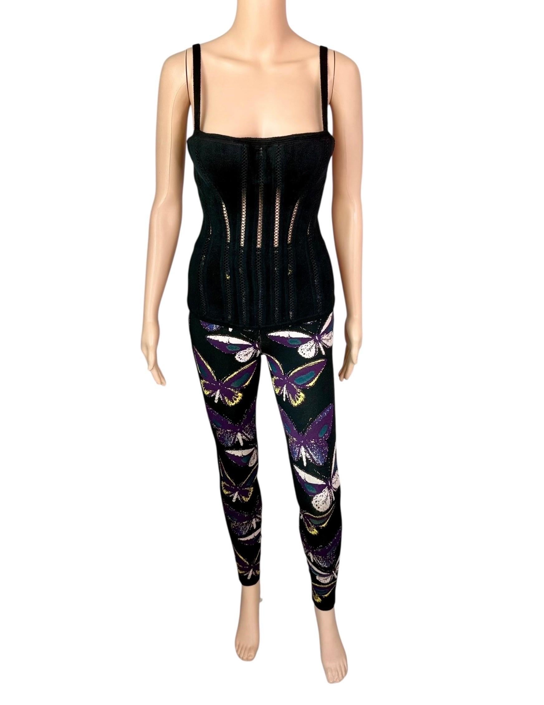 Azzedine Alaia F/W 1991 Ensemble 2 pièces Bustier Corset Top et Leggings Pour femmes en vente