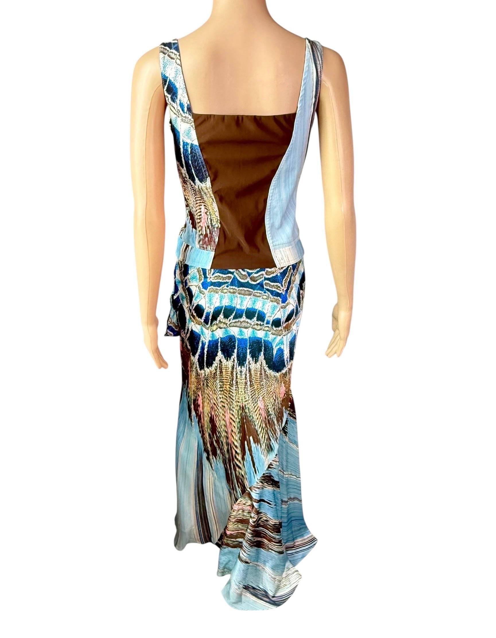 Roberto Cavalli A/I 2004 Top bustier con corsetto e gonna di seta, set di 2 pezzi In condizioni ottime in vendita a Naples, FL