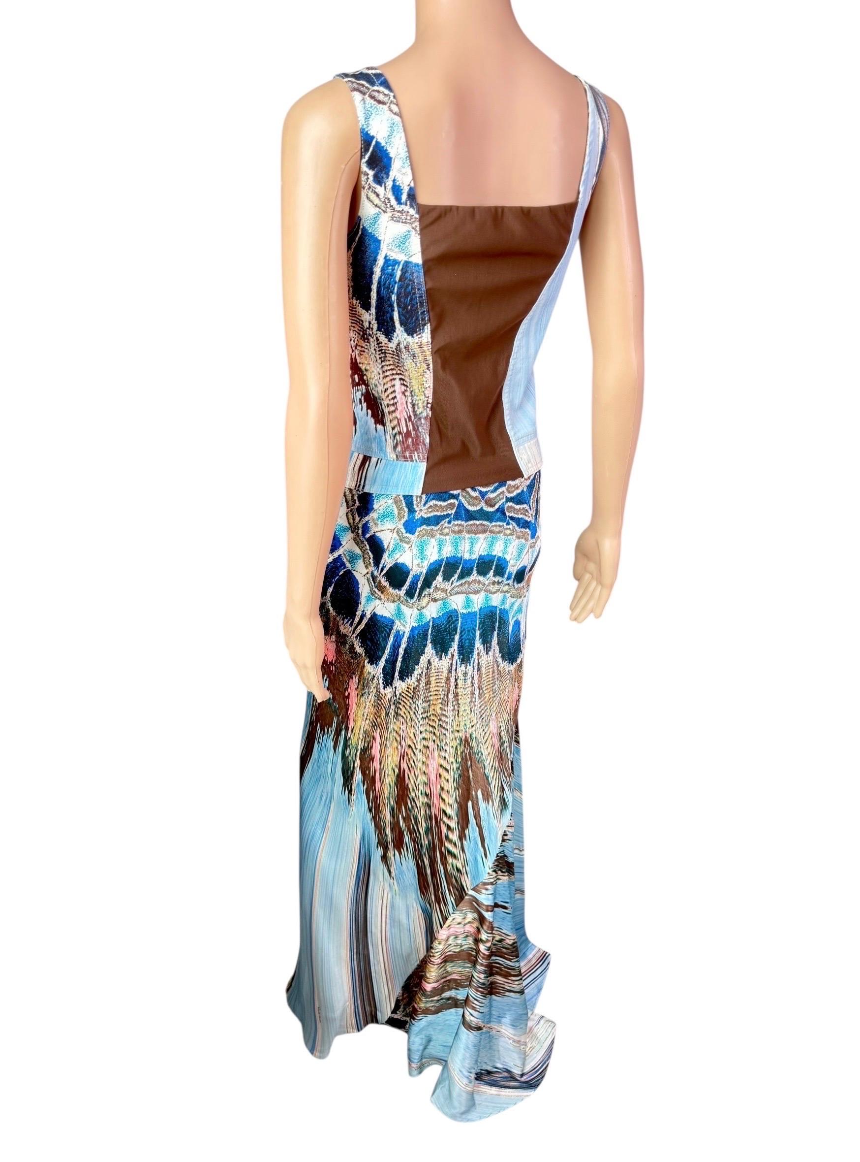 Roberto Cavalli A/I 2004 Top bustier con corsetto e gonna di seta, set di 2 pezzi in vendita 2