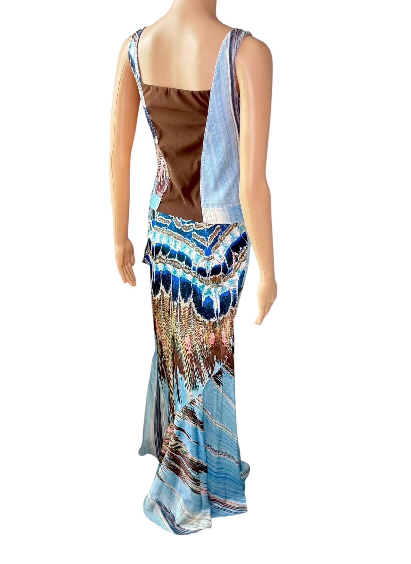 Roberto Cavalli A/I 2004 Top bustier con corsetto e gonna di seta, set di 2 pezzi in vendita 4