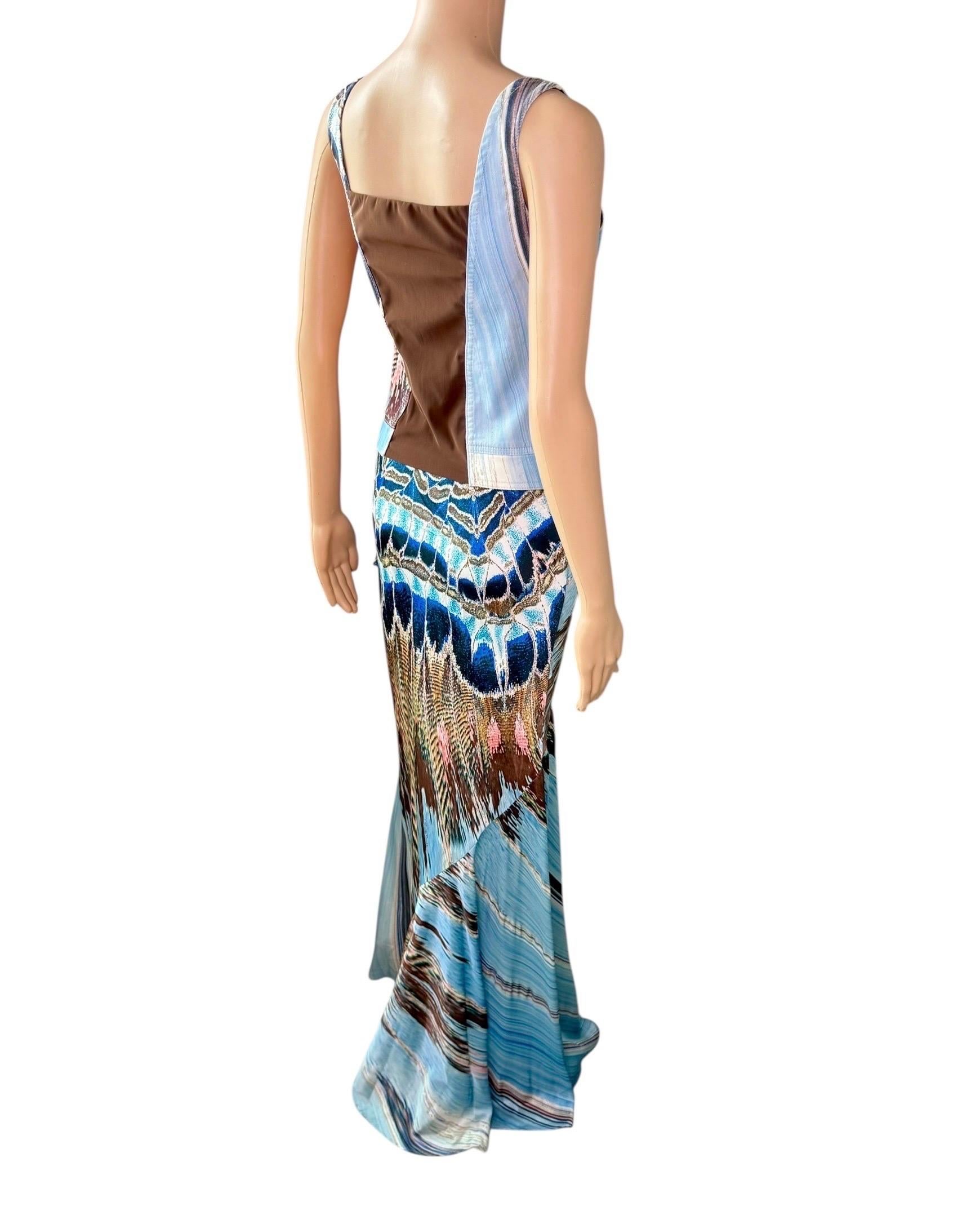 Roberto Cavalli A/I 2004 Top bustier con corsetto e gonna di seta, set di 2 pezzi in vendita 6
