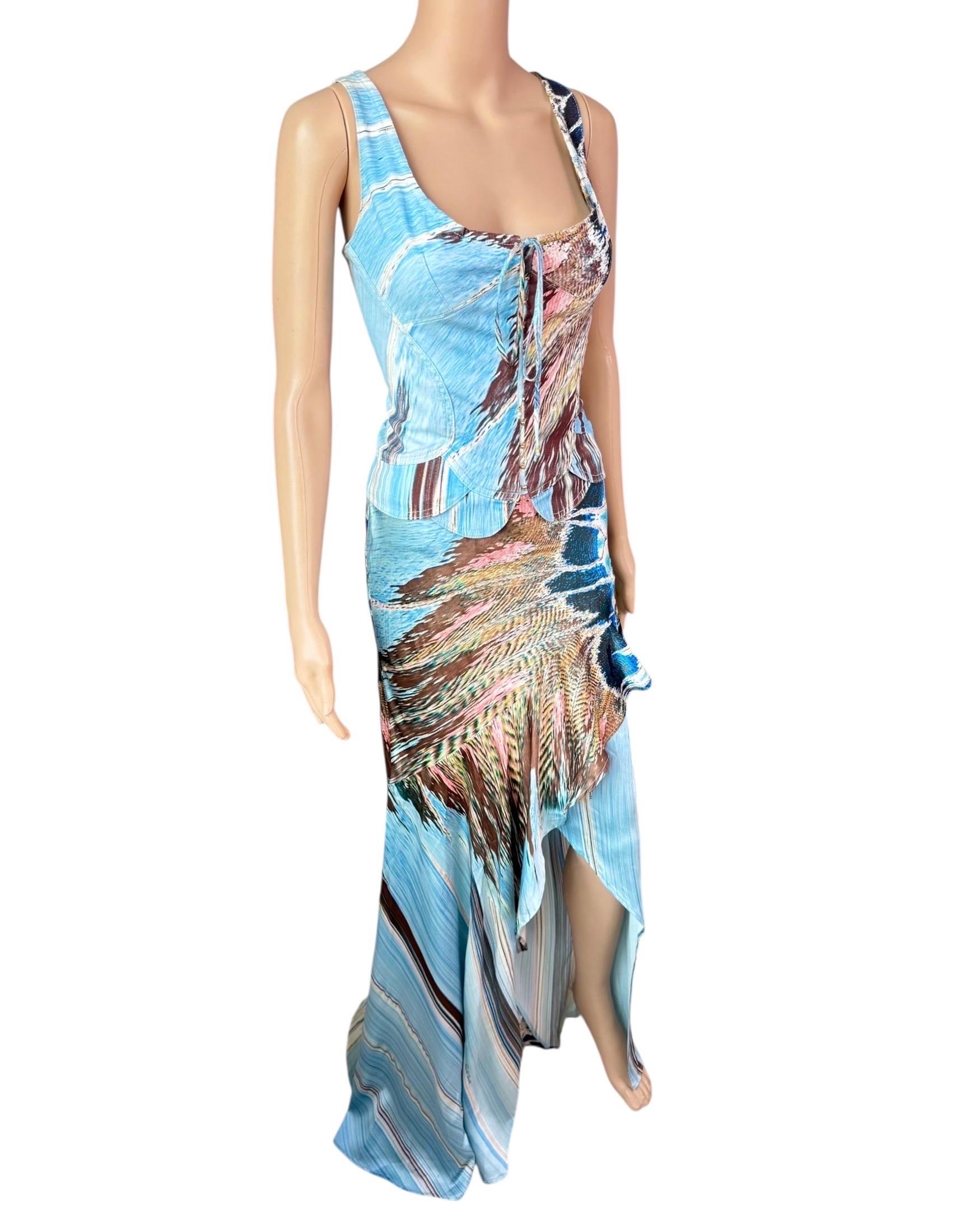 Roberto Cavalli A/I 2004 Top bustier con corsetto e gonna di seta, set di 2 pezzi in vendita 5