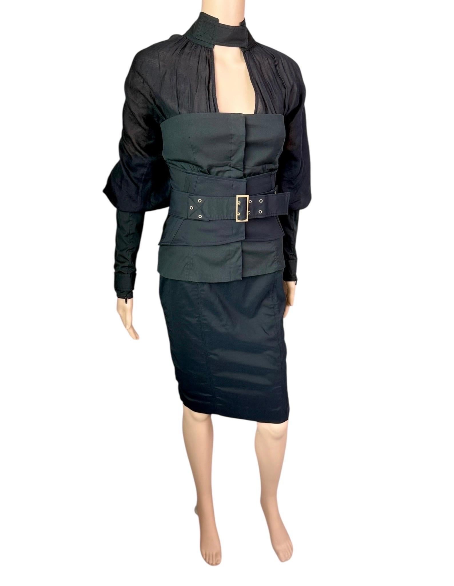 Tom Ford for Gucci F/W 2003 Corset Belt &Jacket Top & Skirt 3 Piece Set Ensemble en vente 1