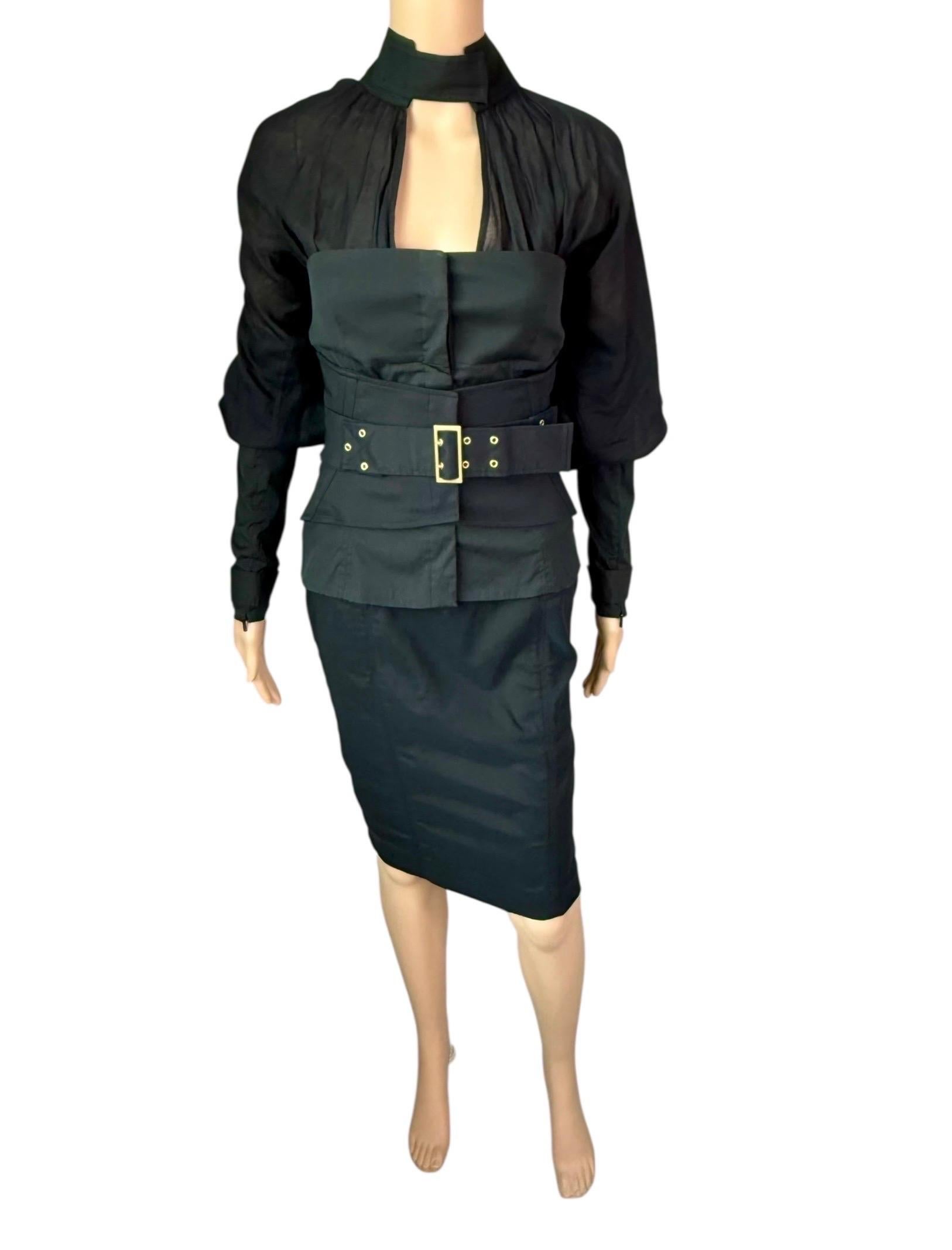 Tom Ford for Gucci F/W 2003 Corset Belt &Jacket Top & Skirt 3 Piece Set Ensemble en vente 3
