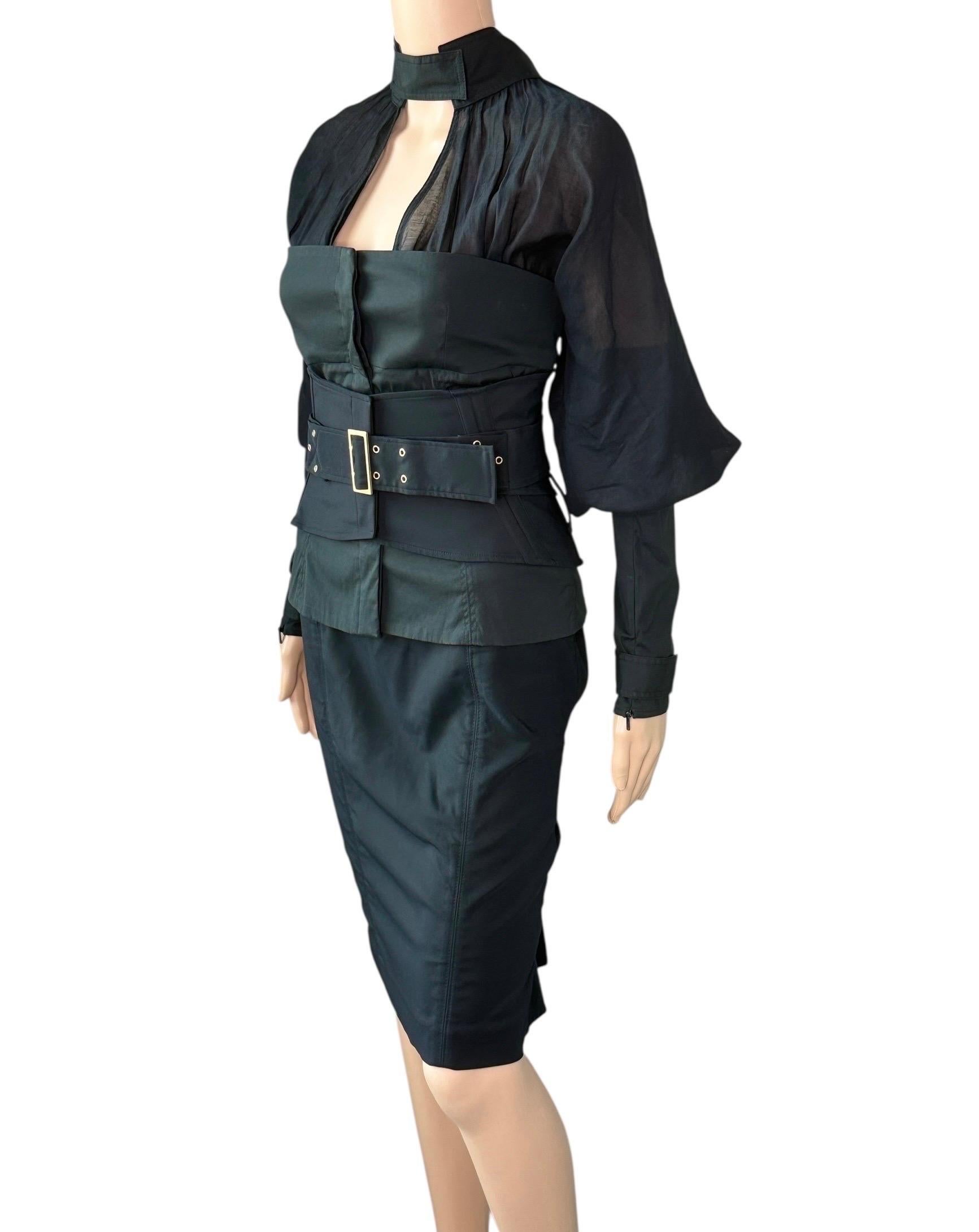 Tom Ford for Gucci F/W 2003 Corset Belt &Jacket Top & Skirt 3 Piece Set Ensemble en vente 5