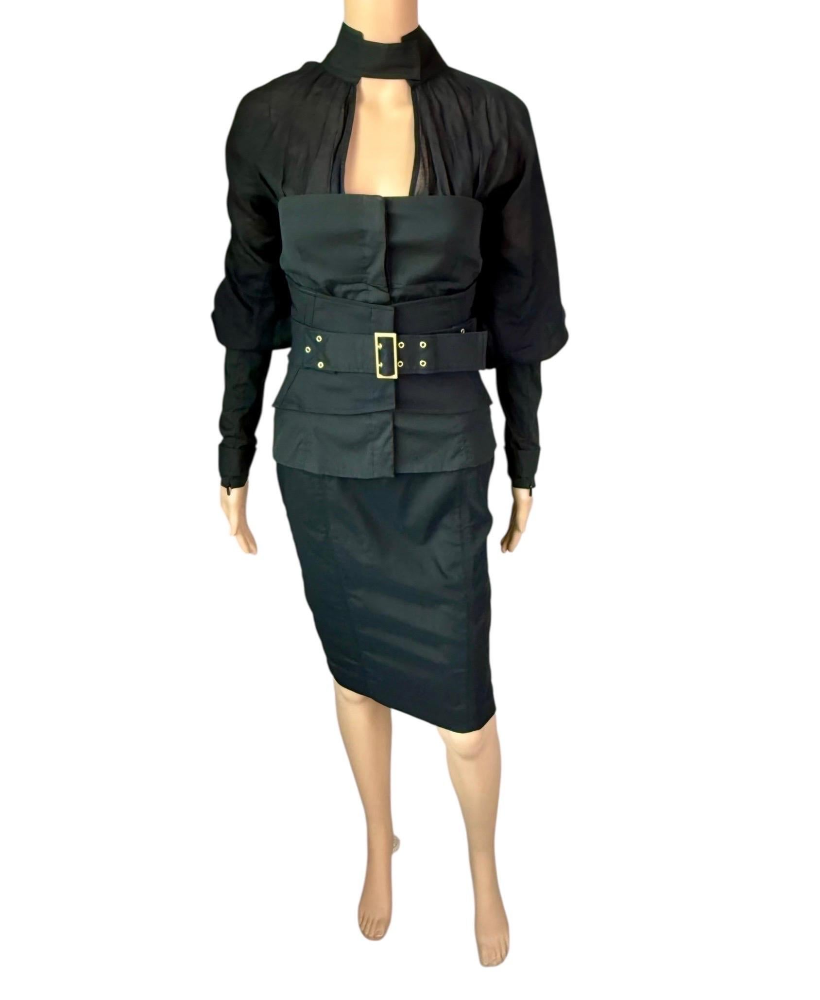 Tom Ford for Gucci F/W 2003 Corset Belt &Jacket Top & Skirt 3 Piece Set Ensemble en vente 7