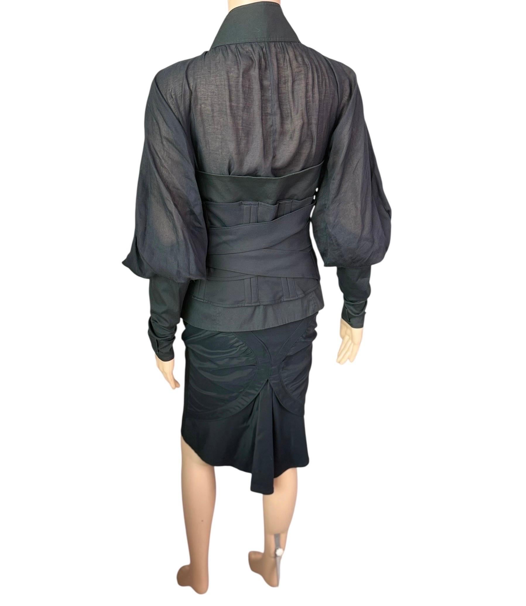 Tom Ford for Gucci F/W 2003 Corset Belt &Jacket Top & Skirt 3 Piece Set Ensemble Unisexe en vente