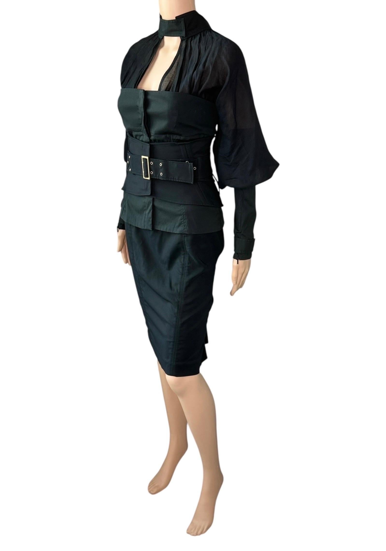 Tom Ford for Gucci F/W 2003 Corset Belt &Jacket Top & Skirt 3 Piece Set Ensemble en vente 11