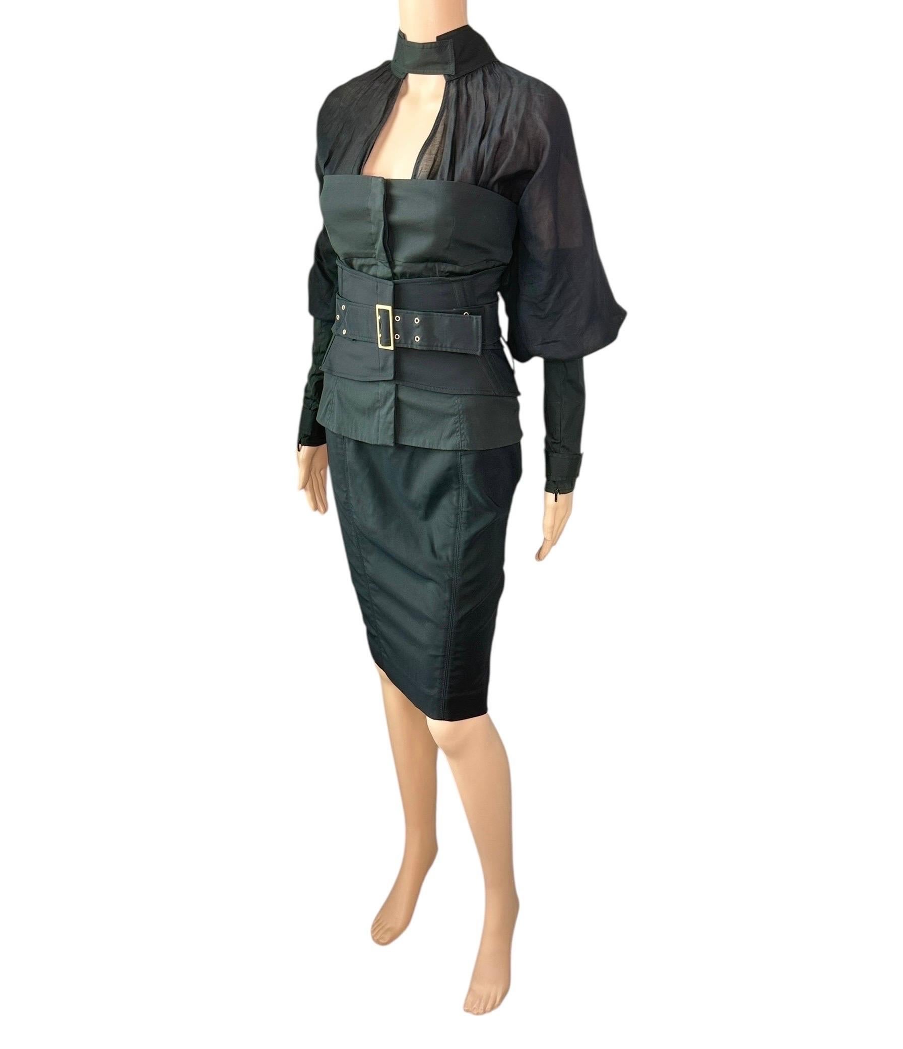 Tom Ford for Gucci F/W 2003 Corset Belt &Jacket Top & Skirt 3 Piece Set Ensemble en vente 13