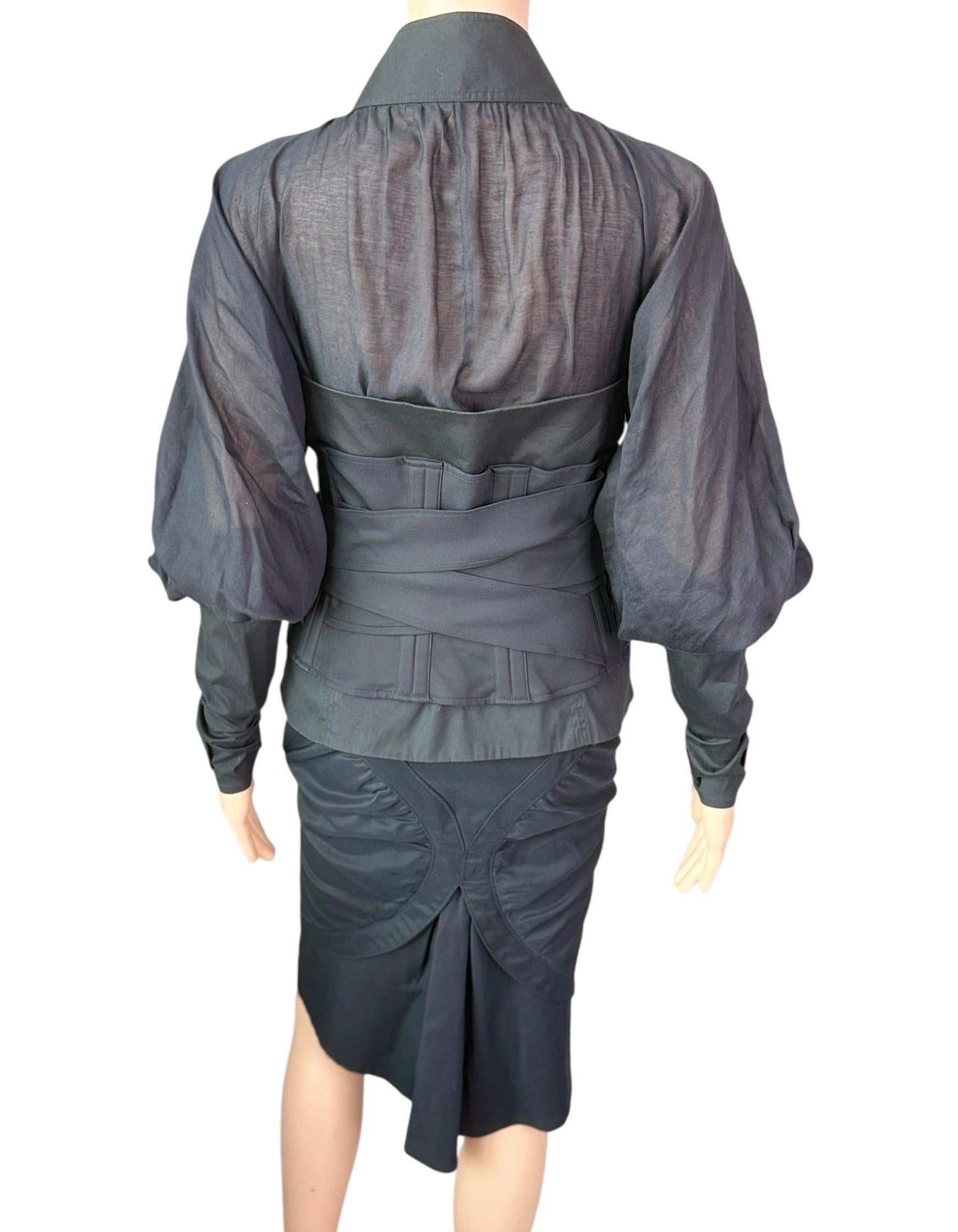 Tom Ford for Gucci F/W 2003 Corset Belt &Jacket Top & Skirt 3 Piece Set Ensemble en vente 2