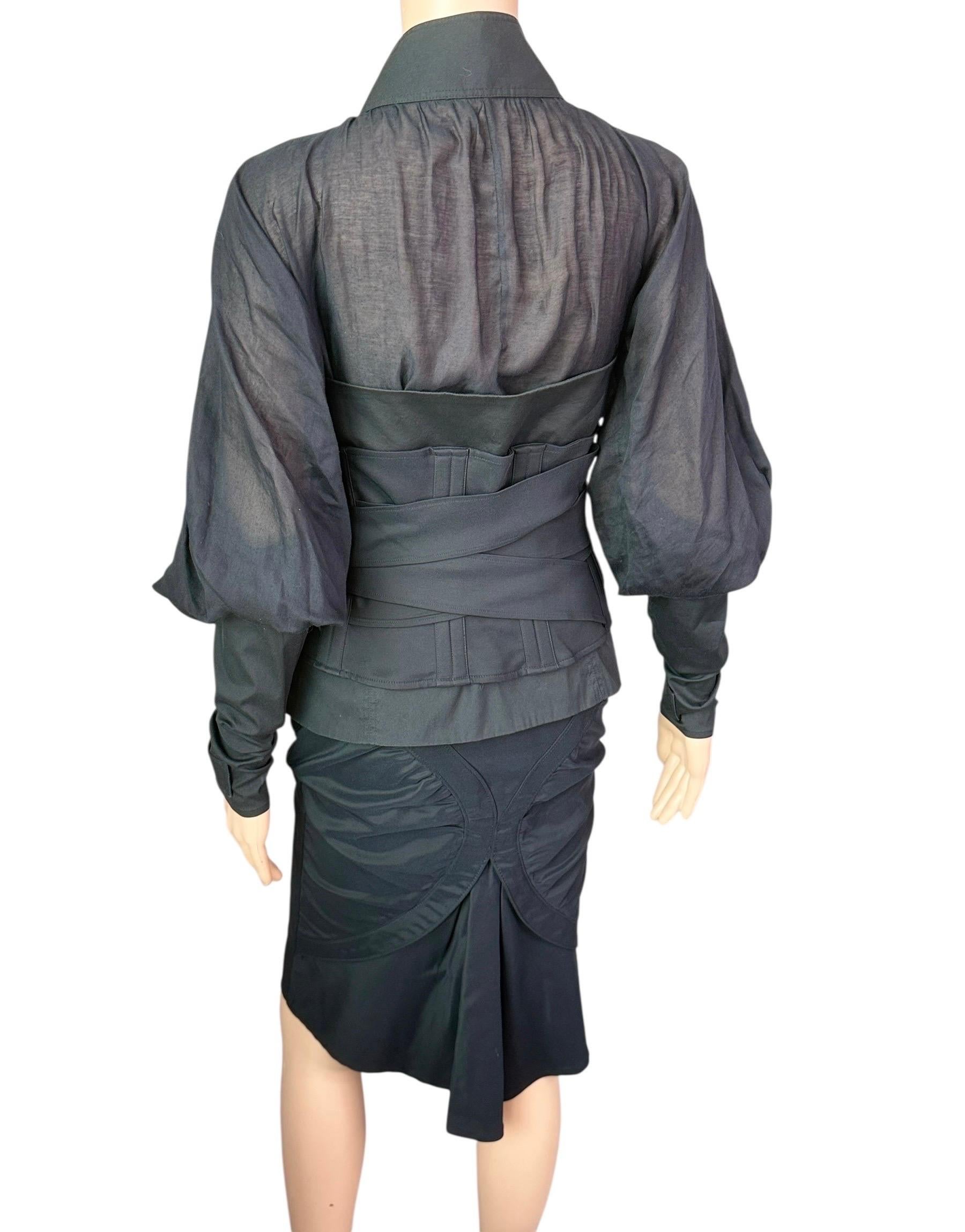 Tom Ford for Gucci F/W 2003 Corset Belt &Jacket Top & Skirt 3 Piece Set Ensemble en vente 6