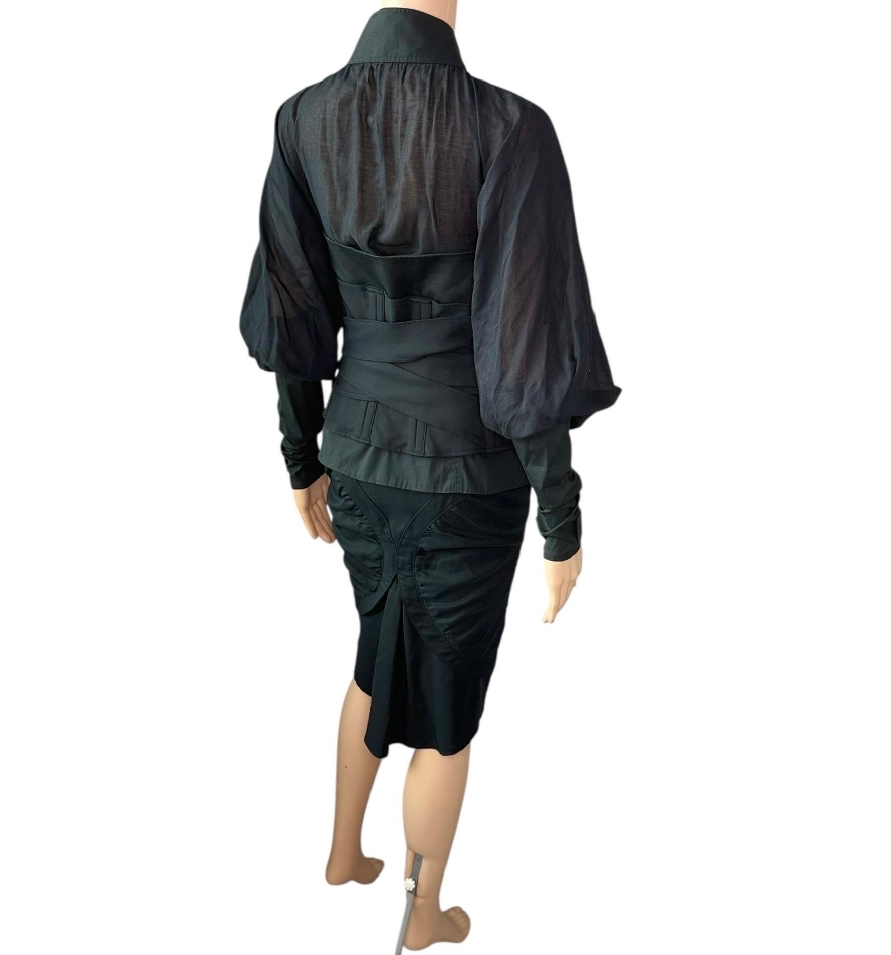 Tom Ford for Gucci F/W 2003 Corset Belt &Jacket Top & Skirt 3 Piece Set Ensemble en vente 12