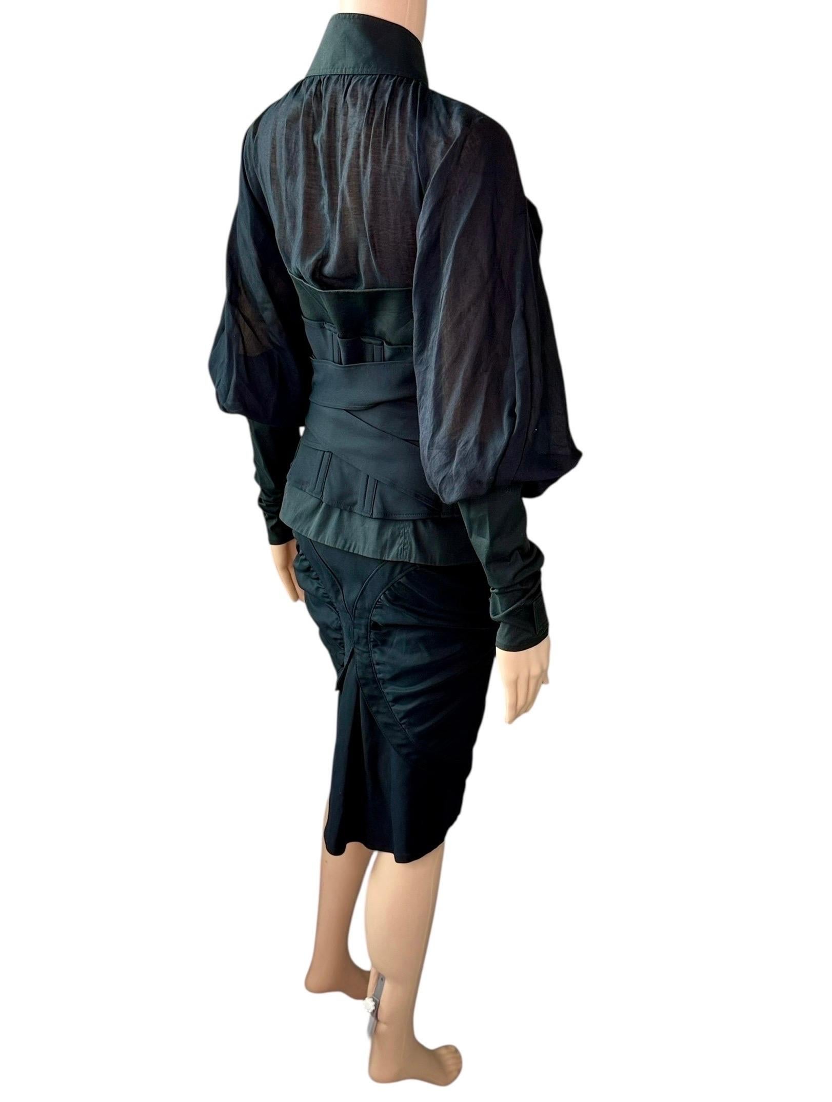 Tom Ford for Gucci F/W 2003 Corset Belt &Jacket Top & Skirt 3 Piece Set Ensemble en vente 8