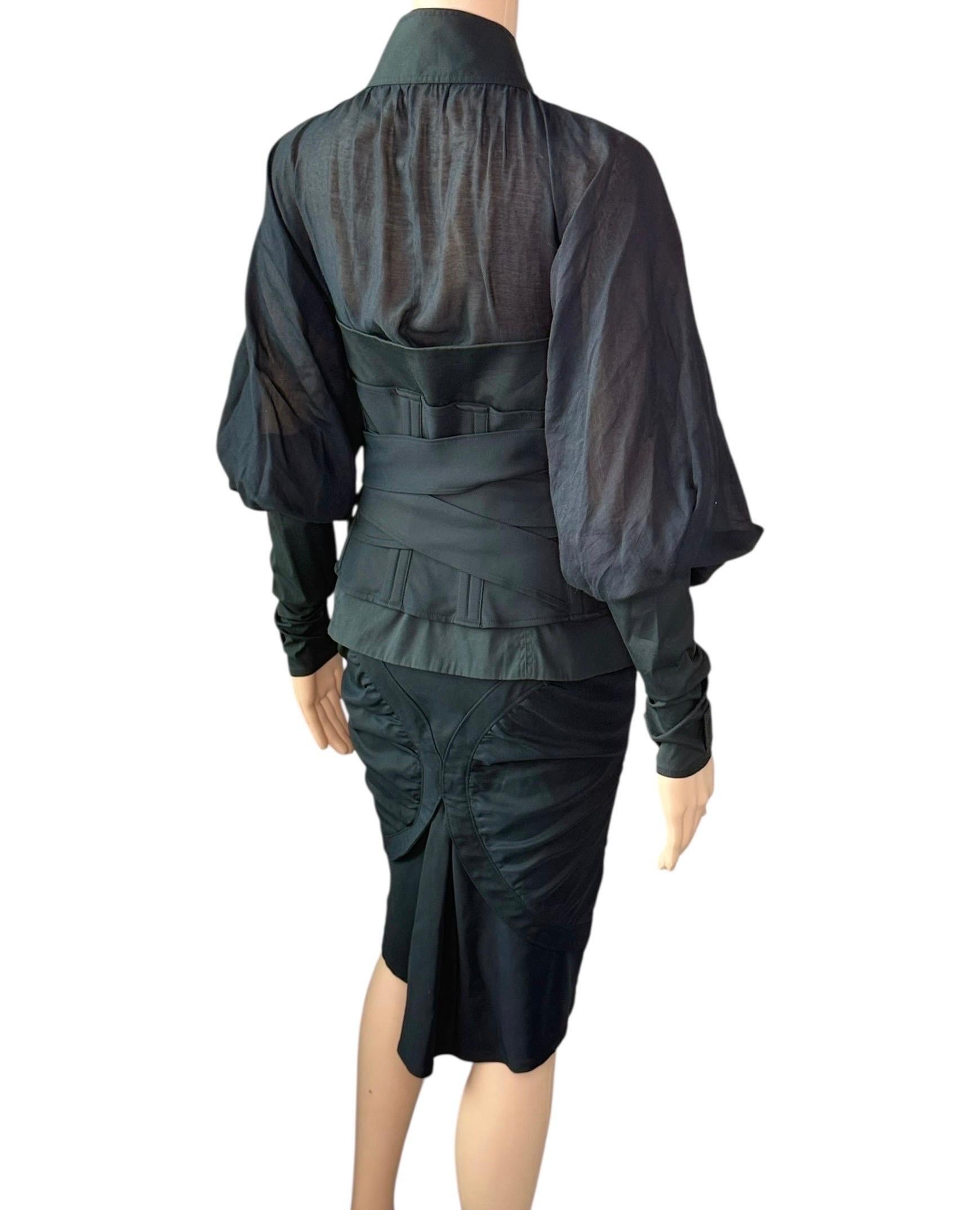 Tom Ford for Gucci F/W 2003 Corset Belt &Jacket Top & Skirt 3 Piece Set Ensemble en vente 4