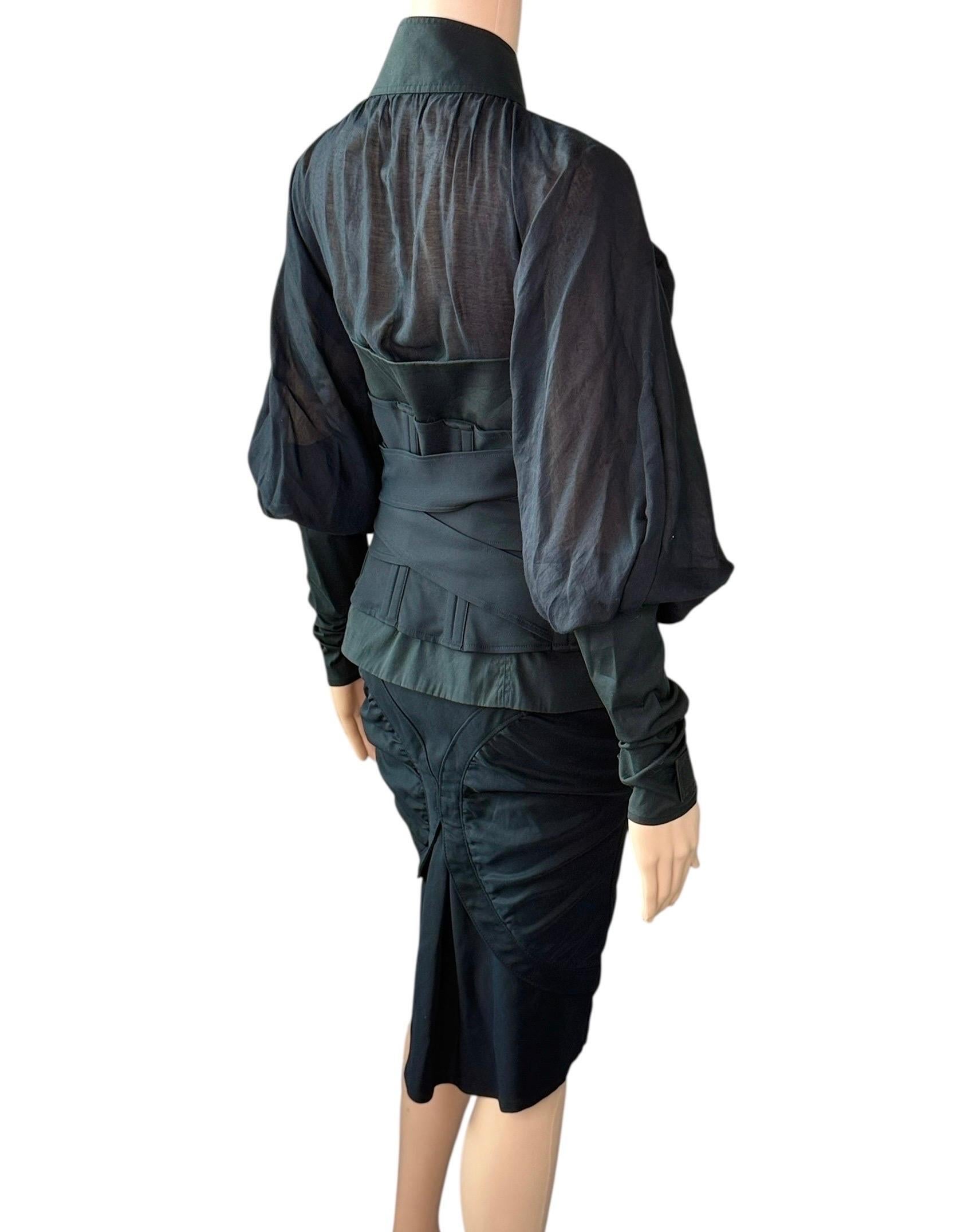 Tom Ford for Gucci F/W 2003 Corset Belt &Jacket Top & Skirt 3 Piece Set Ensemble en vente 10