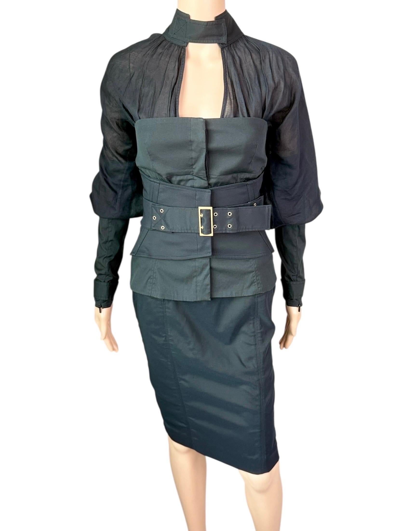 Tom Ford for Gucci F/W 2003 Corset Belt &Jacket Top & Skirt 3 Piece Set Ensemble en vente 9