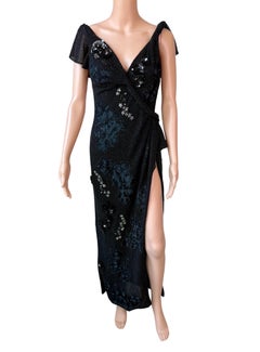 New Versace F/W2017 Runway Crystal Embellished Lace Backless Black Evening Gown