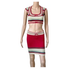 Set di due pezzi Azzedine Alaia Primavera/Estate 1993: top corto con reggiseno all’uncinetto e minigonna