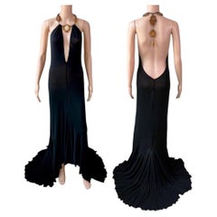 Roberto Cavalli Vintage-Abendkleid mit Edelsteinen, tiefem Ausschnitt und rückenfreiem Schnitt