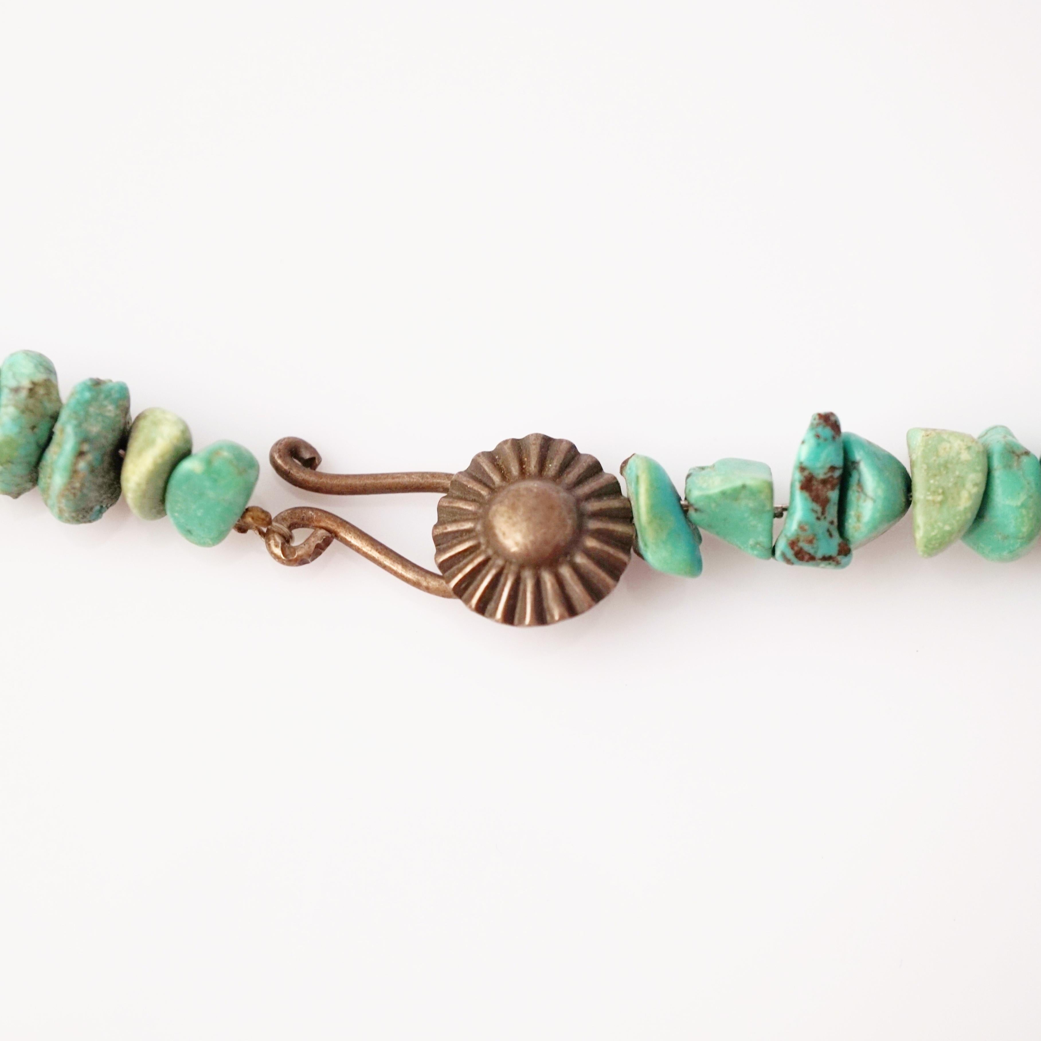 Moderno Collana di perline con gemme di turchese da 35 pollici, anni '50 in vendita