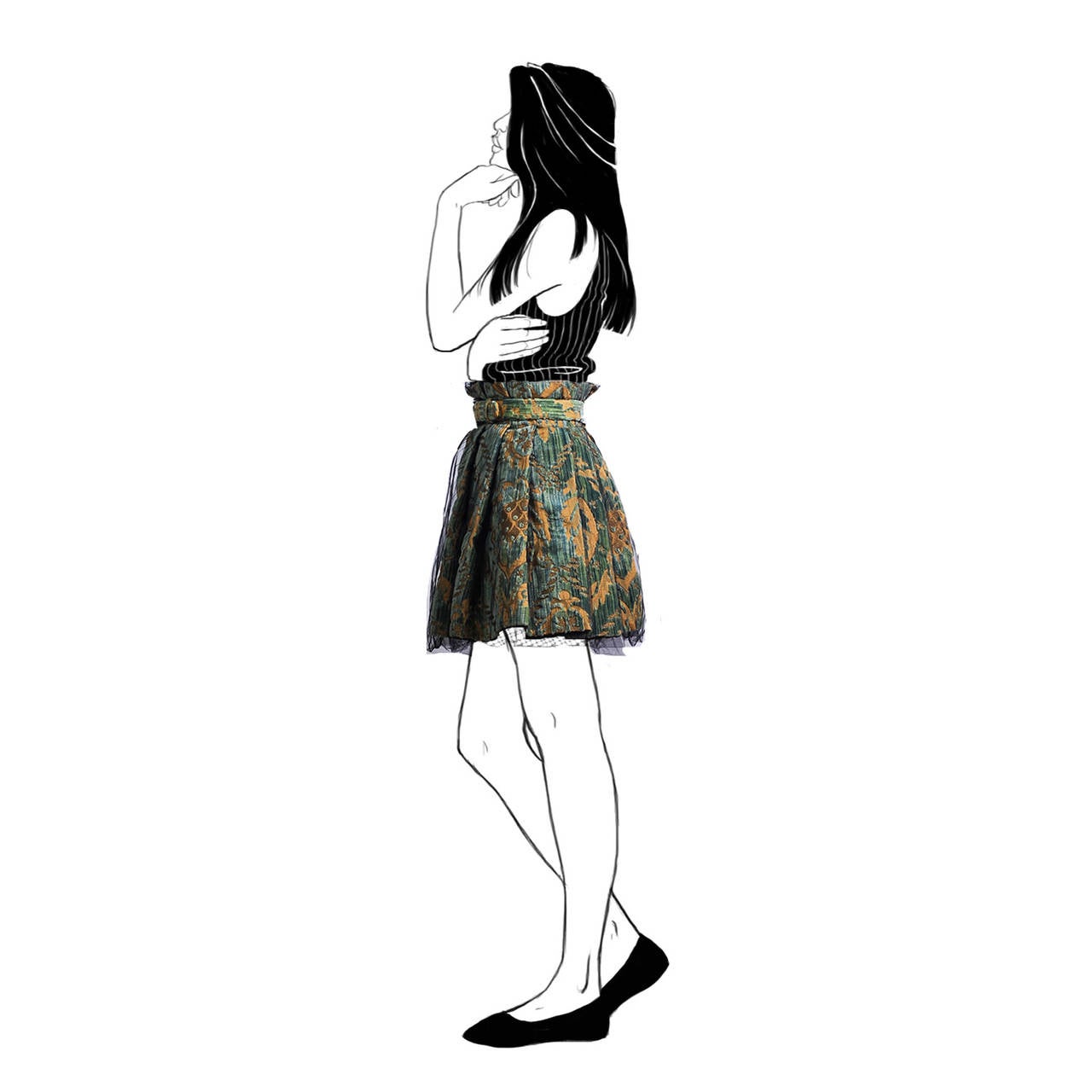Black DOLCE & GABBANA Brocade Skirt For Sale