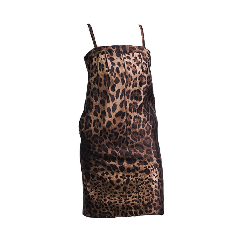 DOLCE & GABBANA Leopard Print Silk Dress For Sale
