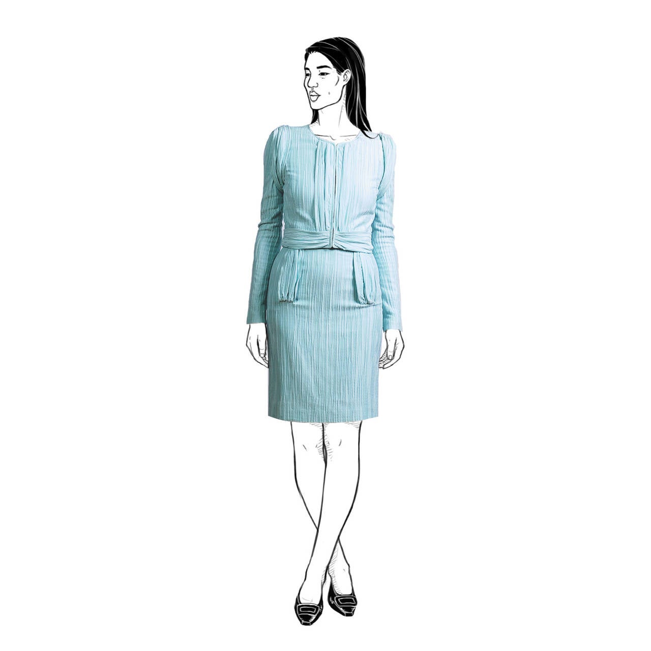 From the spring/ summer collection 2005.

Couture style jacket and pencil skirt.
