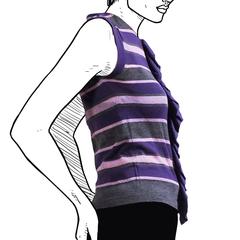 2009 Marni sleeveless top with zipper and ruffles and striped , size XS