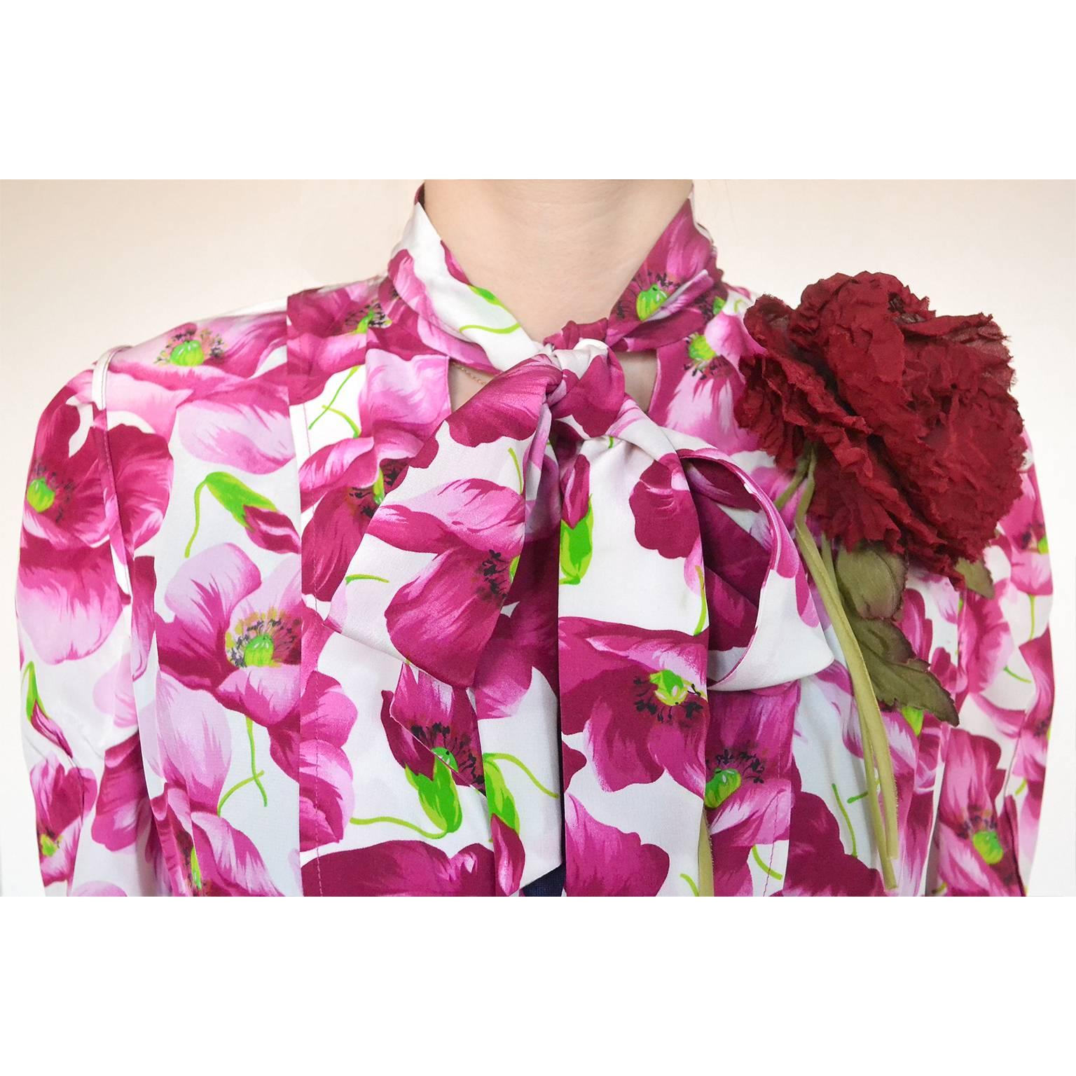 DOLCE & GABBANA flower silk blouse In New Condition For Sale In Berlin, Berlin