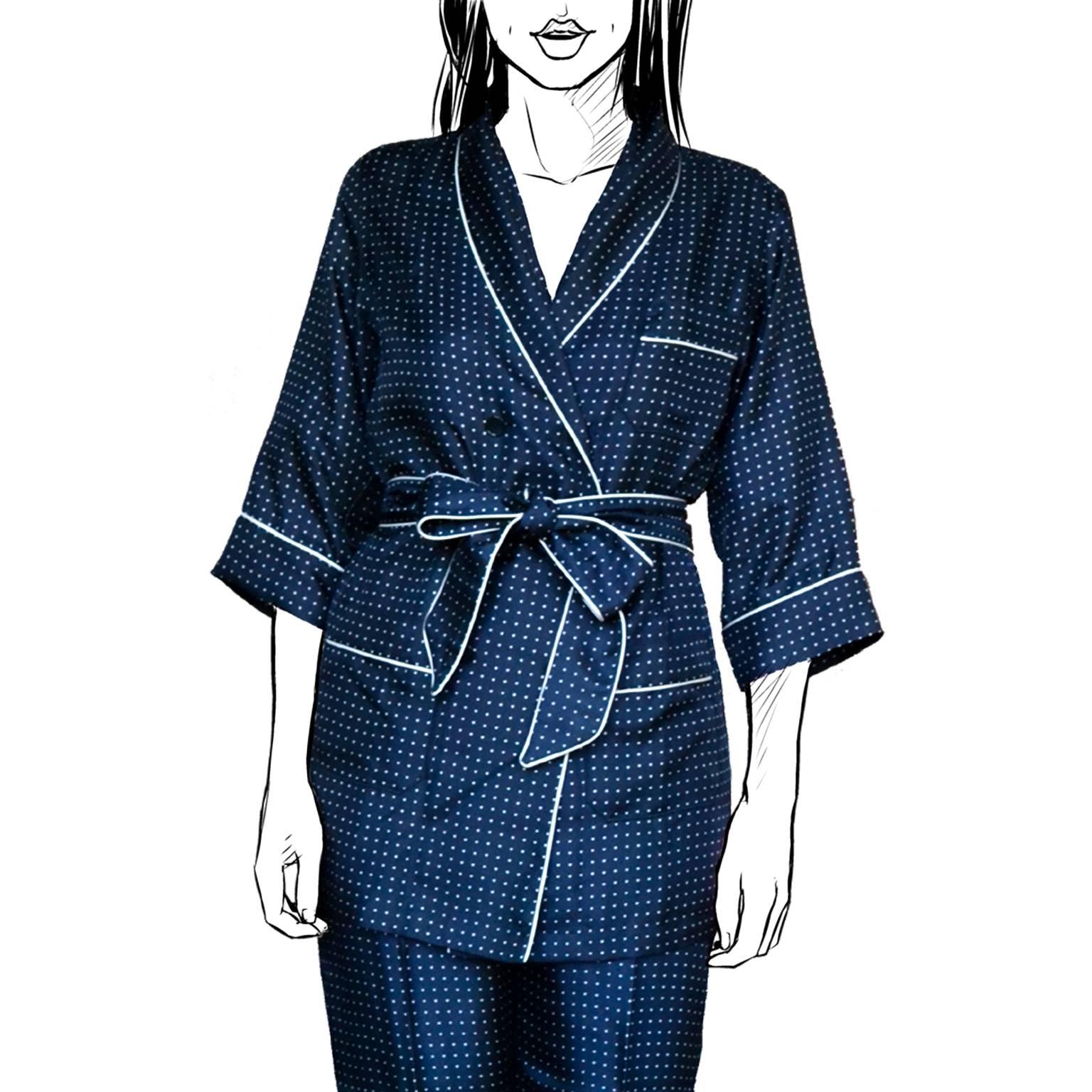 Women's Dolce & Gabbana, 3 pieces evening suit, pyjama style, heavy silk with dots, 2009