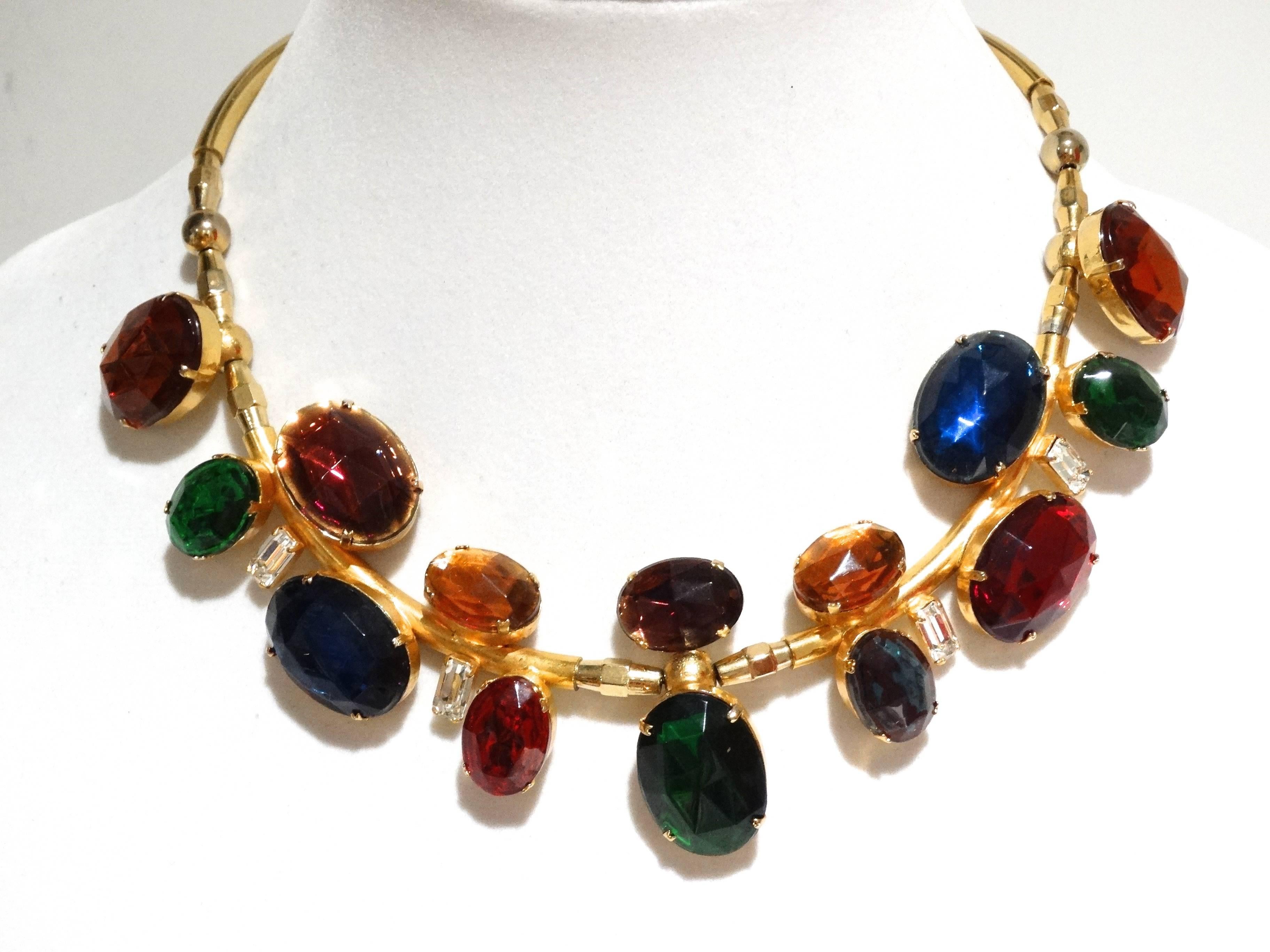 Emilio Pucci Gem Collar Necklace, 1980s  In Good Condition For Sale In Scottsdale, AZ