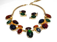 1980s Emilio Pucci Gem Earrings with Rhinestones