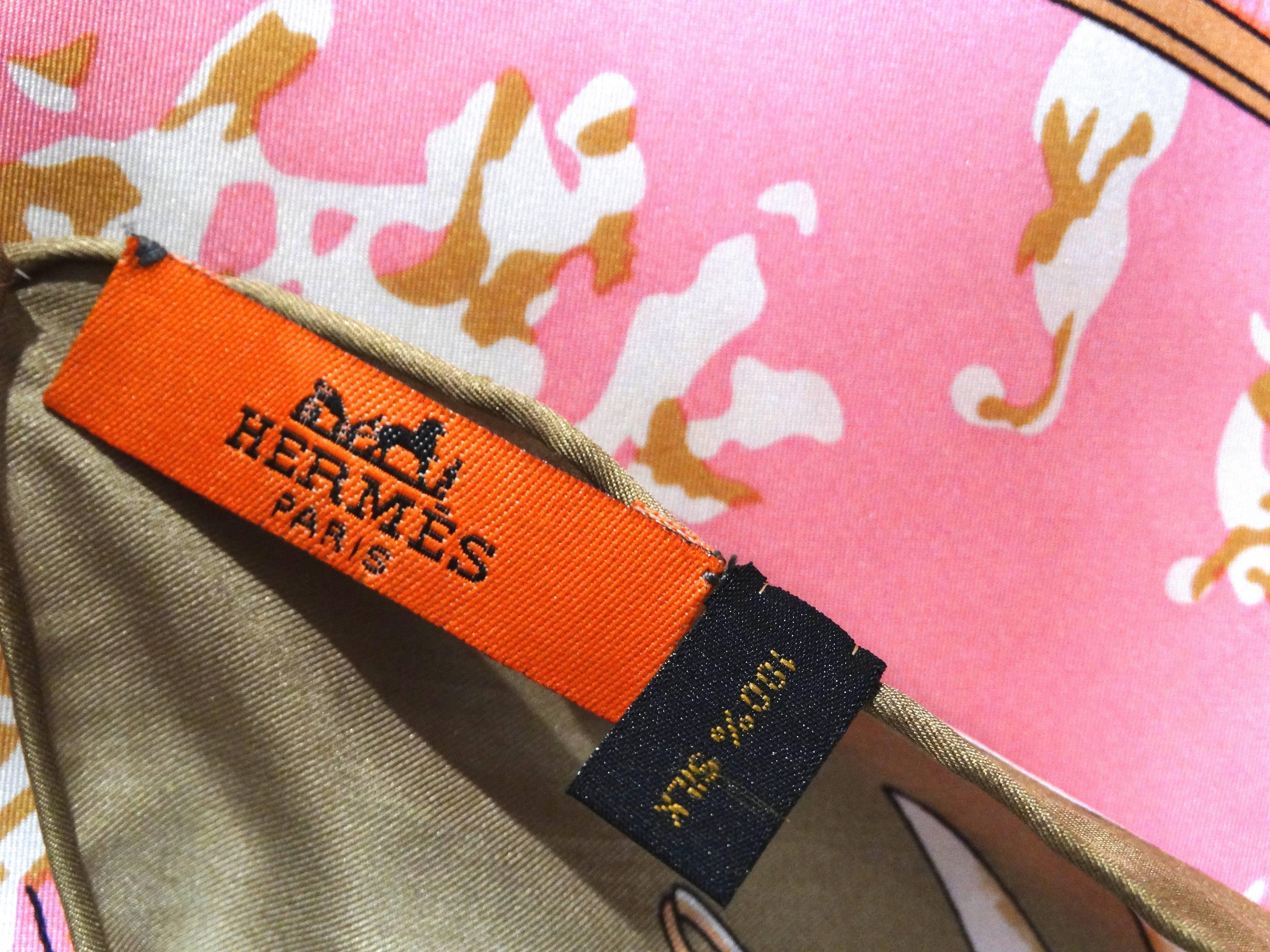 1970s Hermes Signature Hunting Print Silk Twill Scarf 1