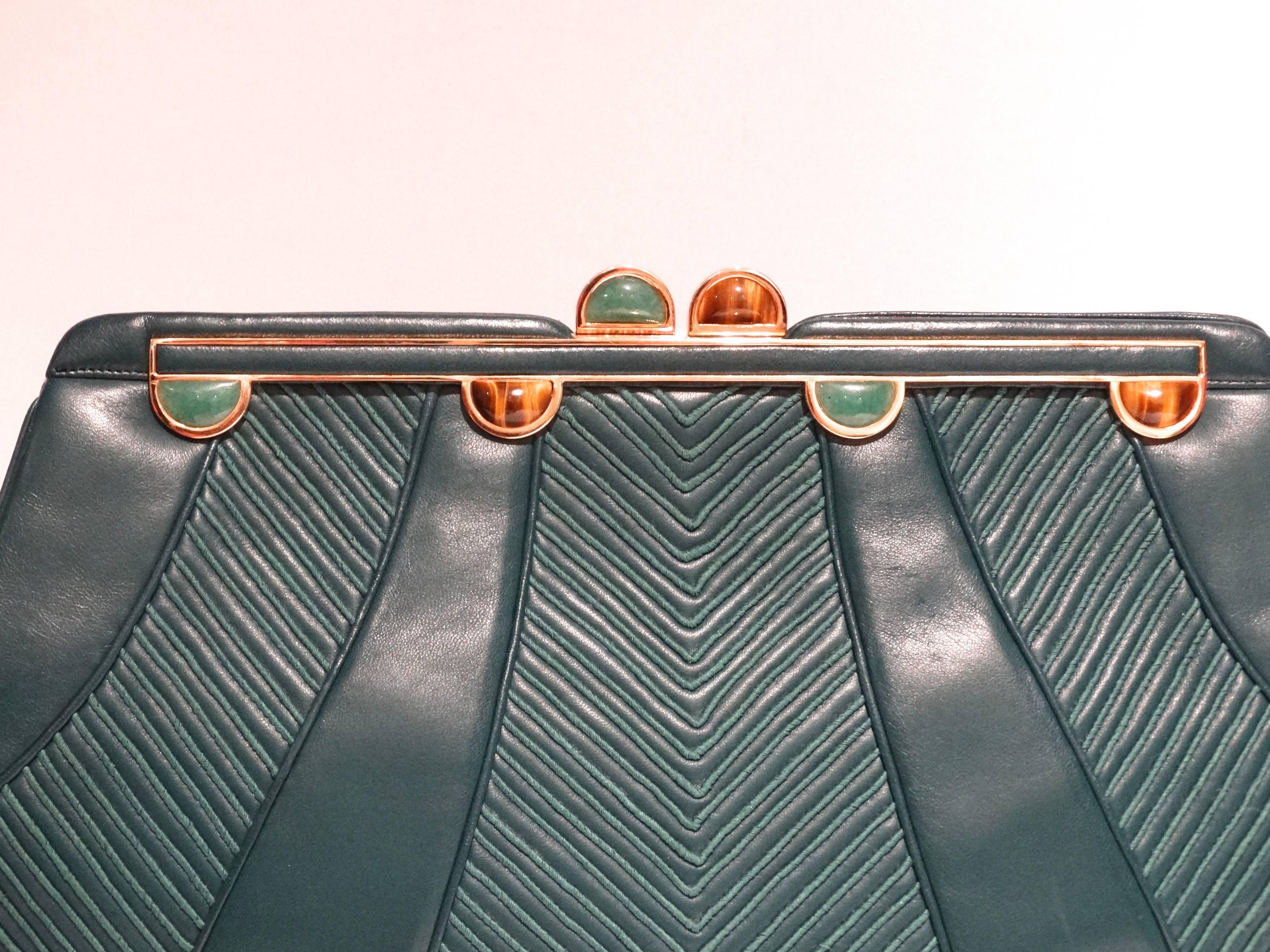 Women's 1980s Judith Lieber Emerald Green Handbag