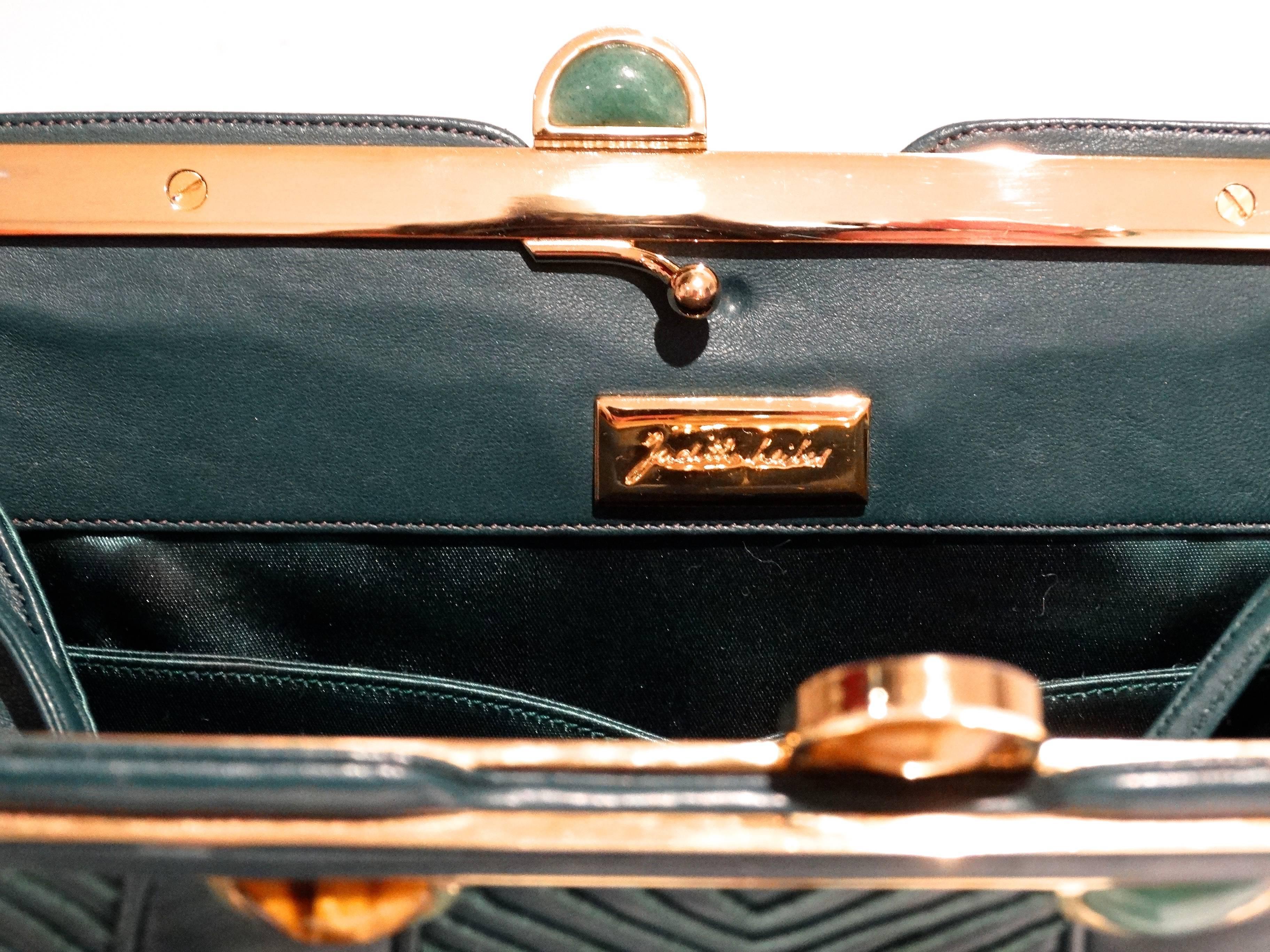1980s Judith Lieber Emerald Green Handbag 3