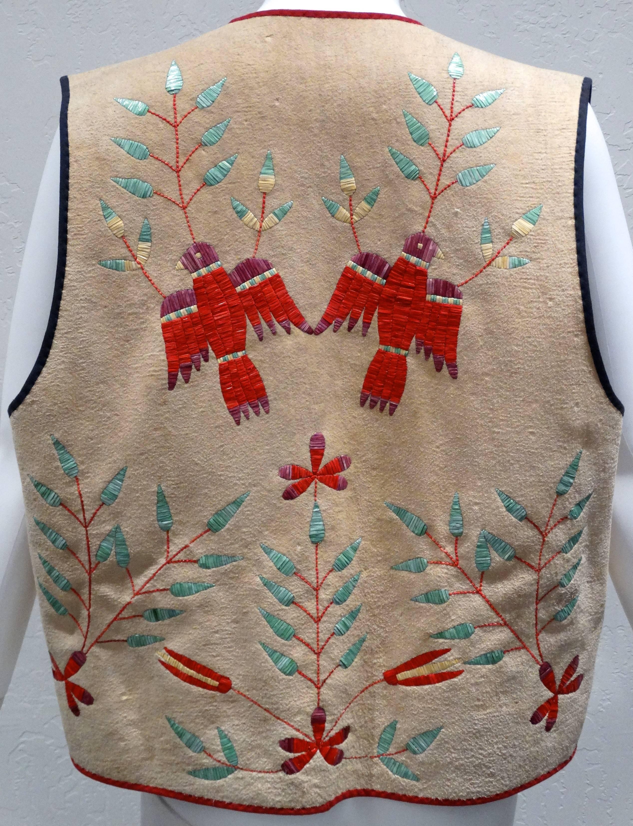 Women's or Men's 1940s Native American Quillwork Regalia Vest 