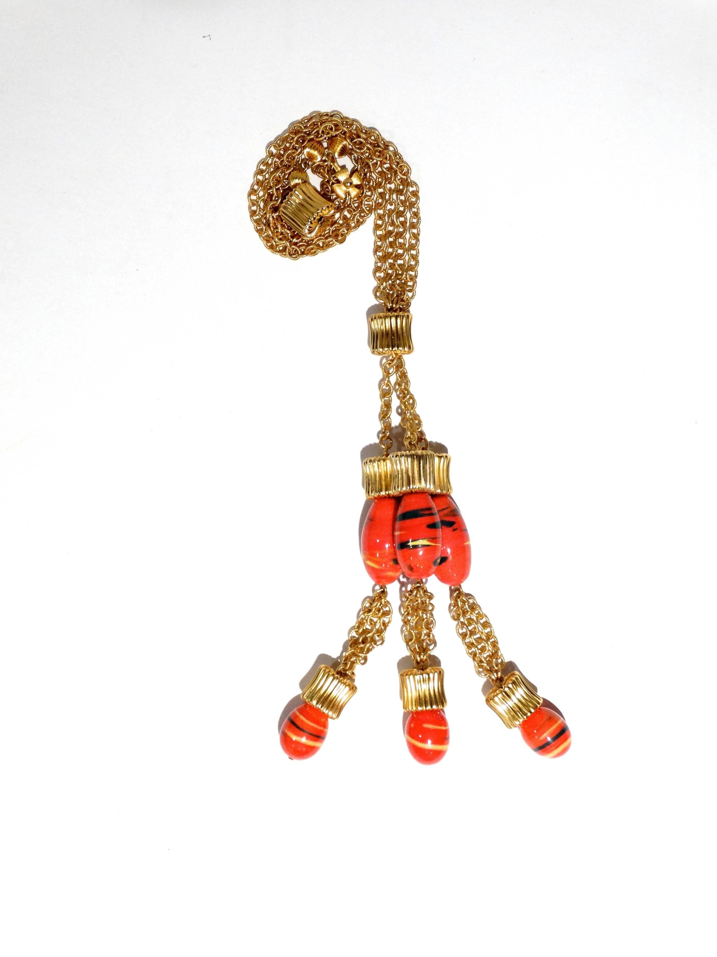 1970s William de Lillo 3 Strand Pendent Necklace For Sale 1