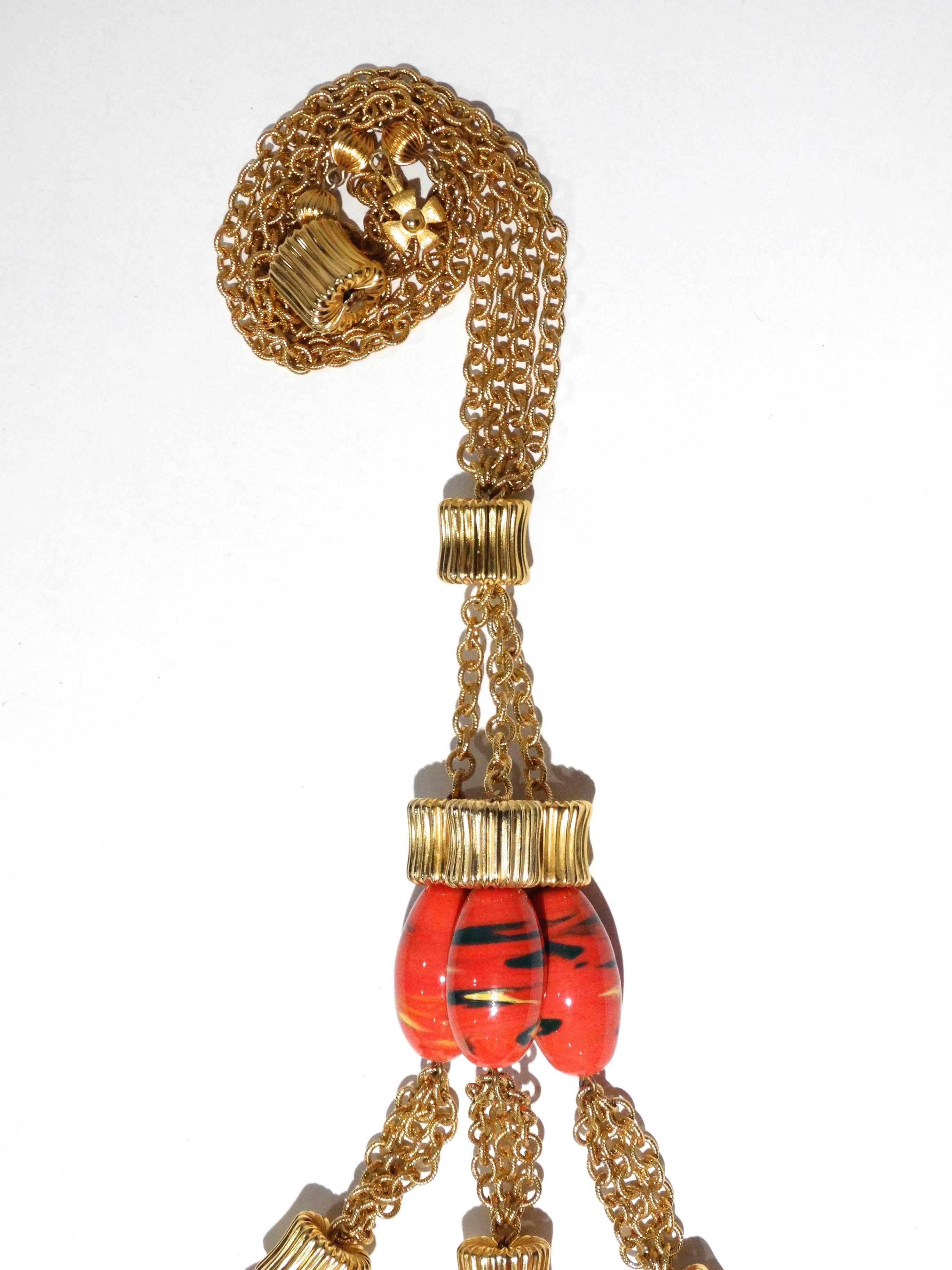 1970s William de Lillo 3 Strand Pendent Necklace For Sale 3