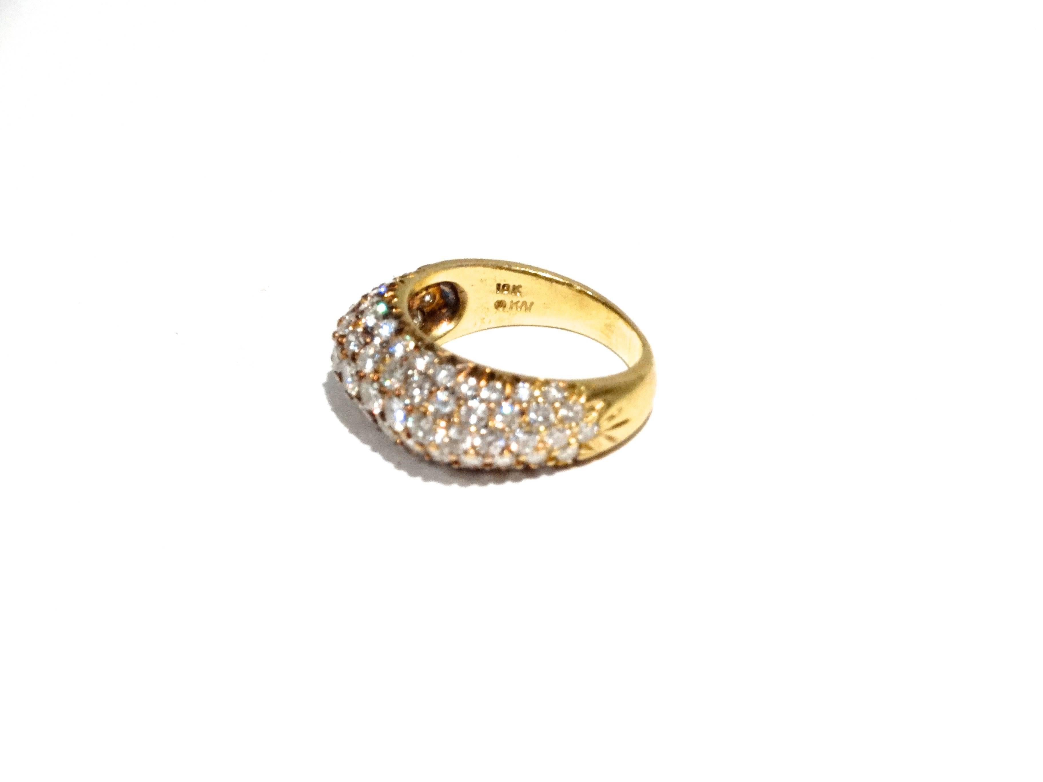 Women's or Men's Rare Kurt Wayne 14kt Yellow Gold Diamond Cluster Dome Ring 