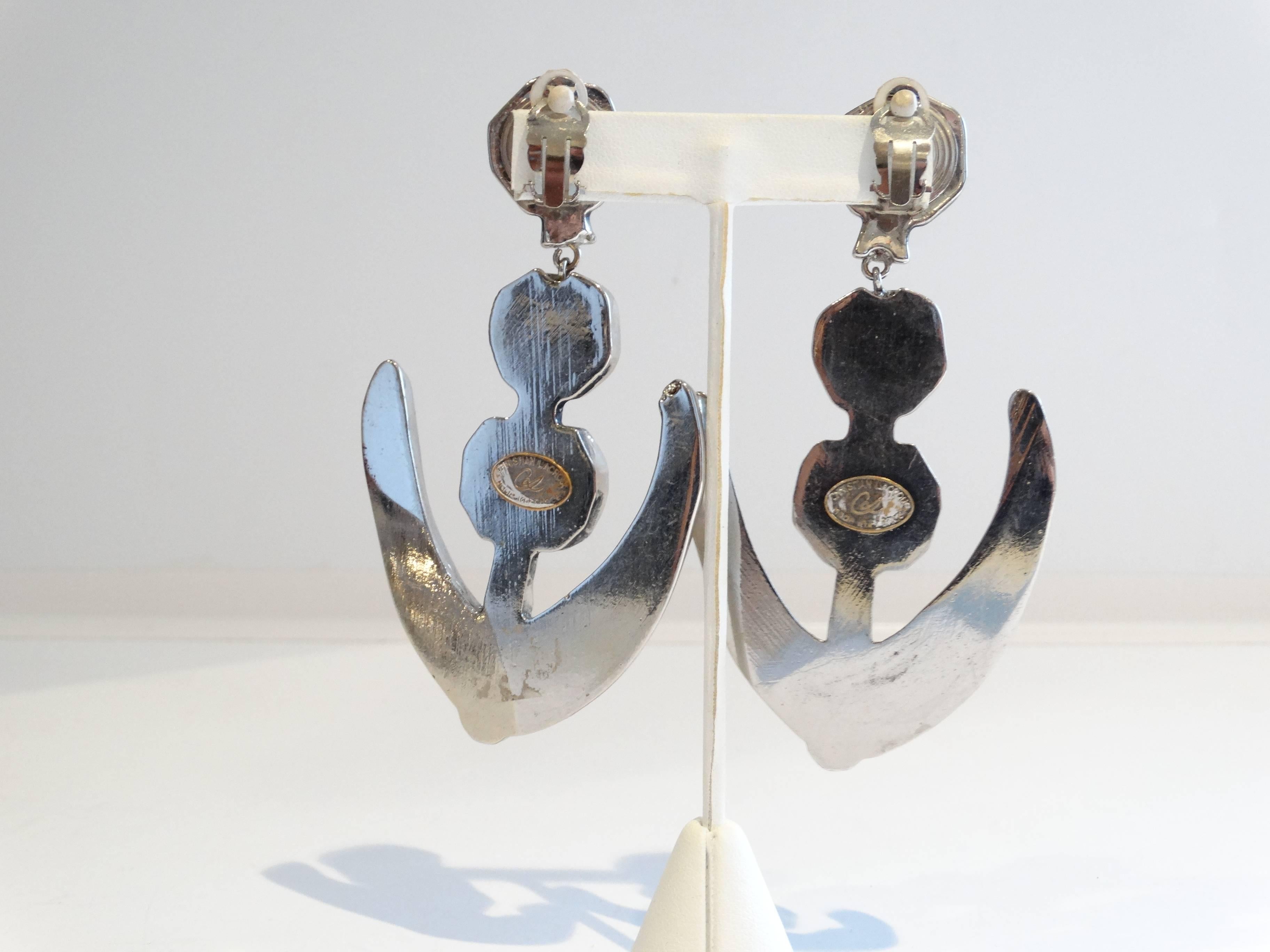 Runway 1980s Christian Lacroix Futuristic Drop Earrings  In Excellent Condition For Sale In Scottsdale, AZ