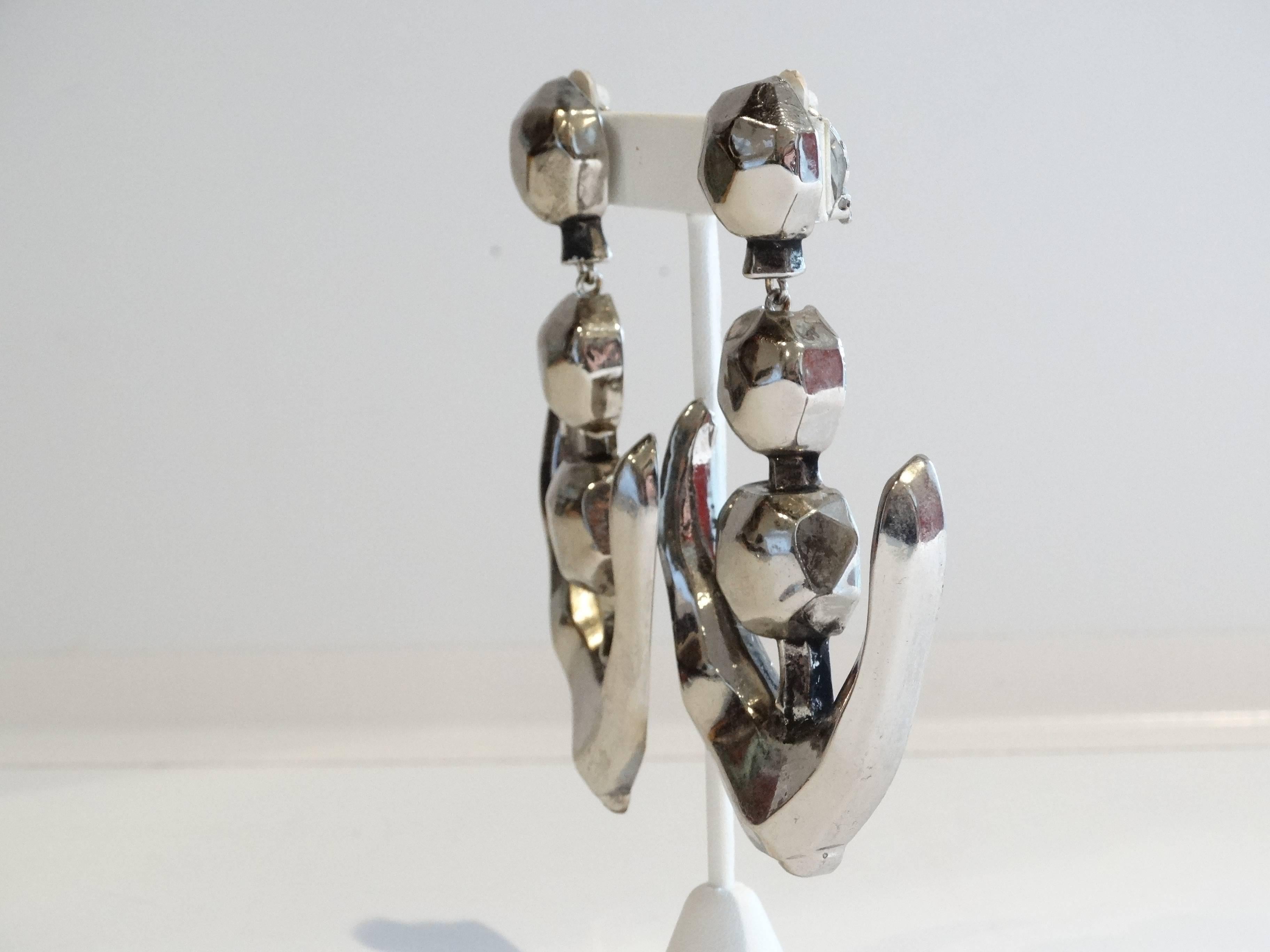 Runway 1980s Christian Lacroix Futuristic Drop Earrings For Sale 1