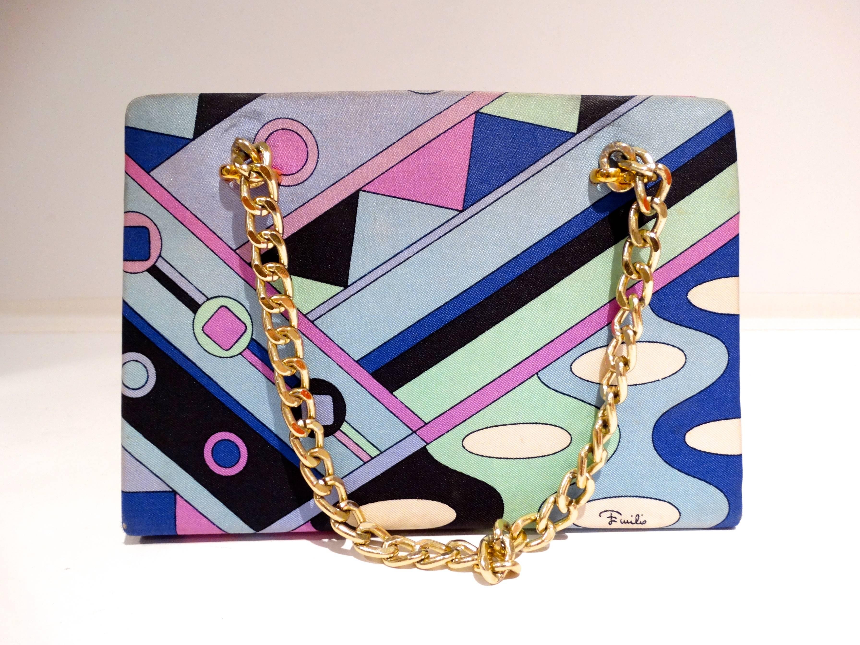 1960s Emilio Pucci Mod Print Chain Strap Handbag 5