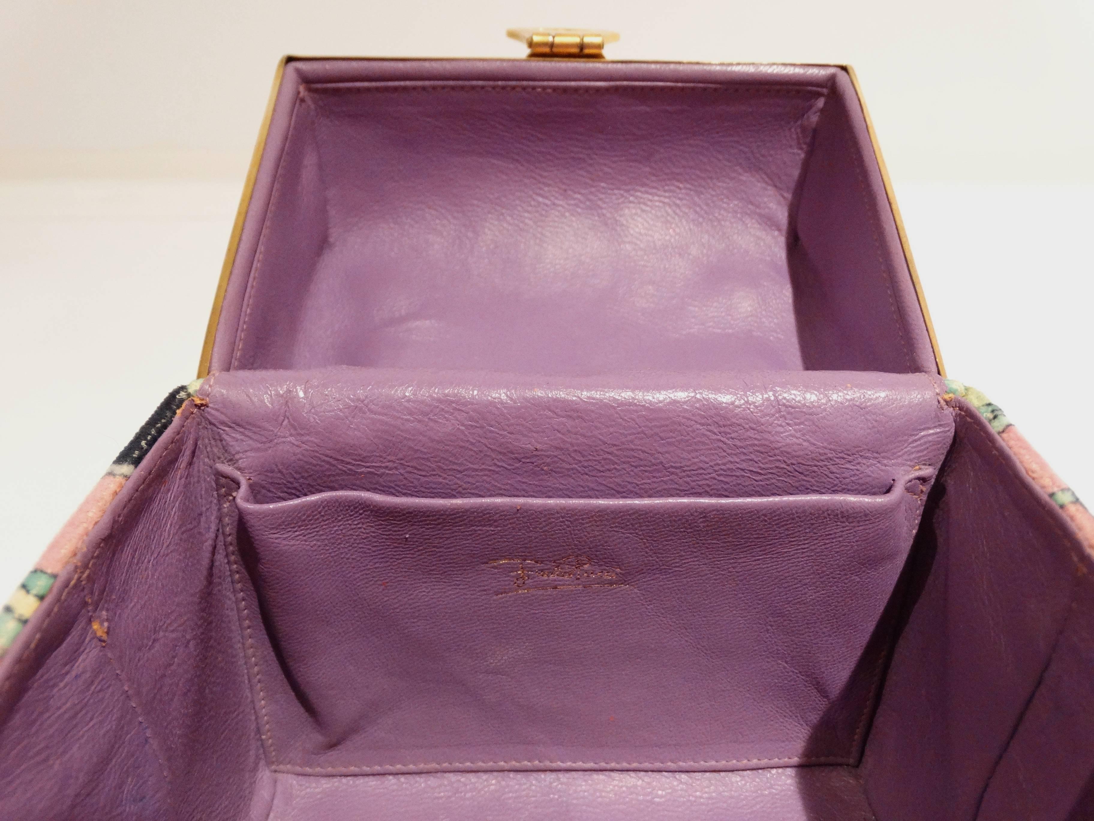 1960s Emilio Pucci Velveteen Box Handbag In Good Condition In Scottsdale, AZ