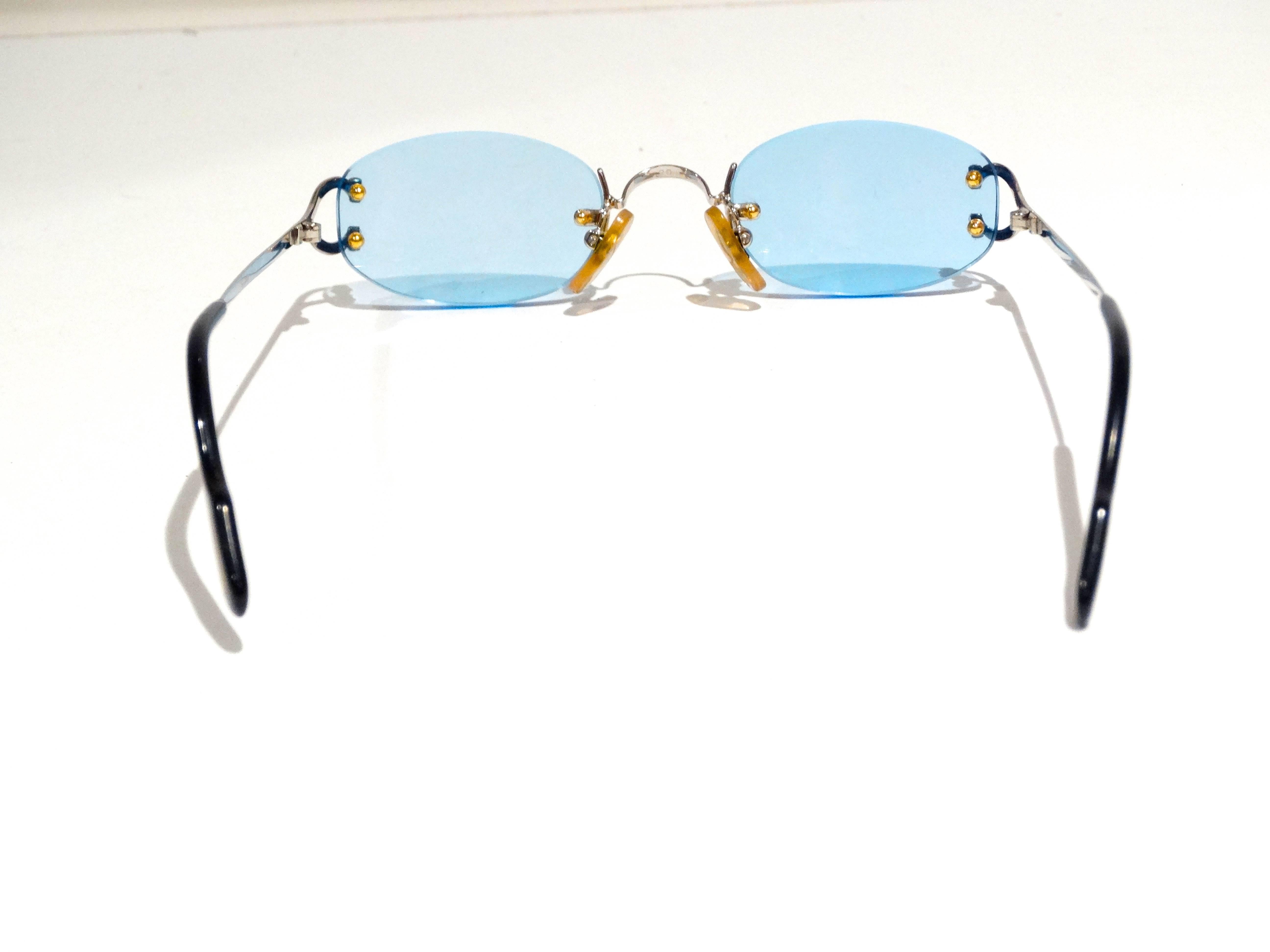 1990s Rimless Cartier Blue Lens Sunglasses at 1stDibs | cartier glasses ...