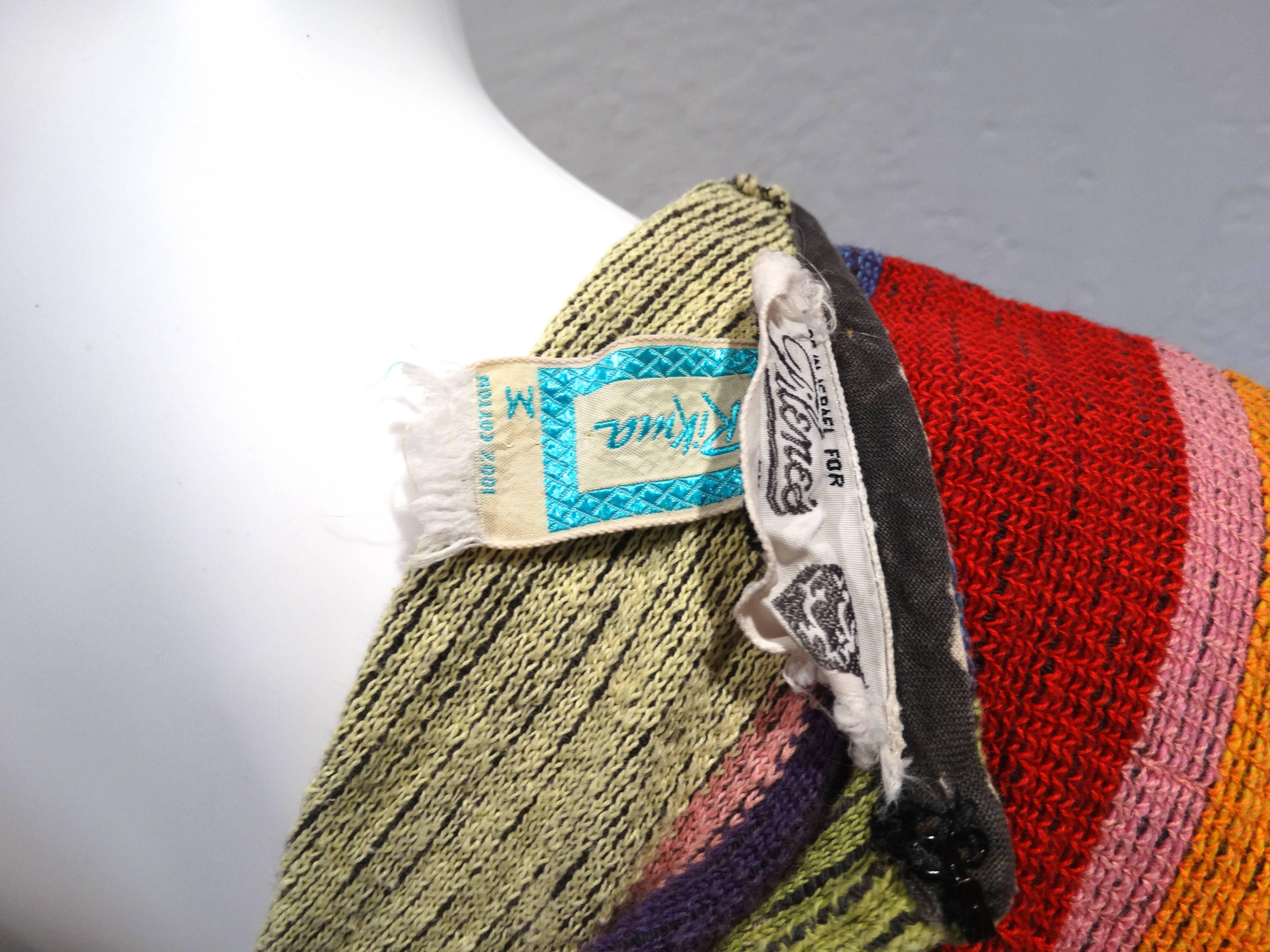 1970s Rikma Bohemian Dress w/ Wooden Macrame Waist 2